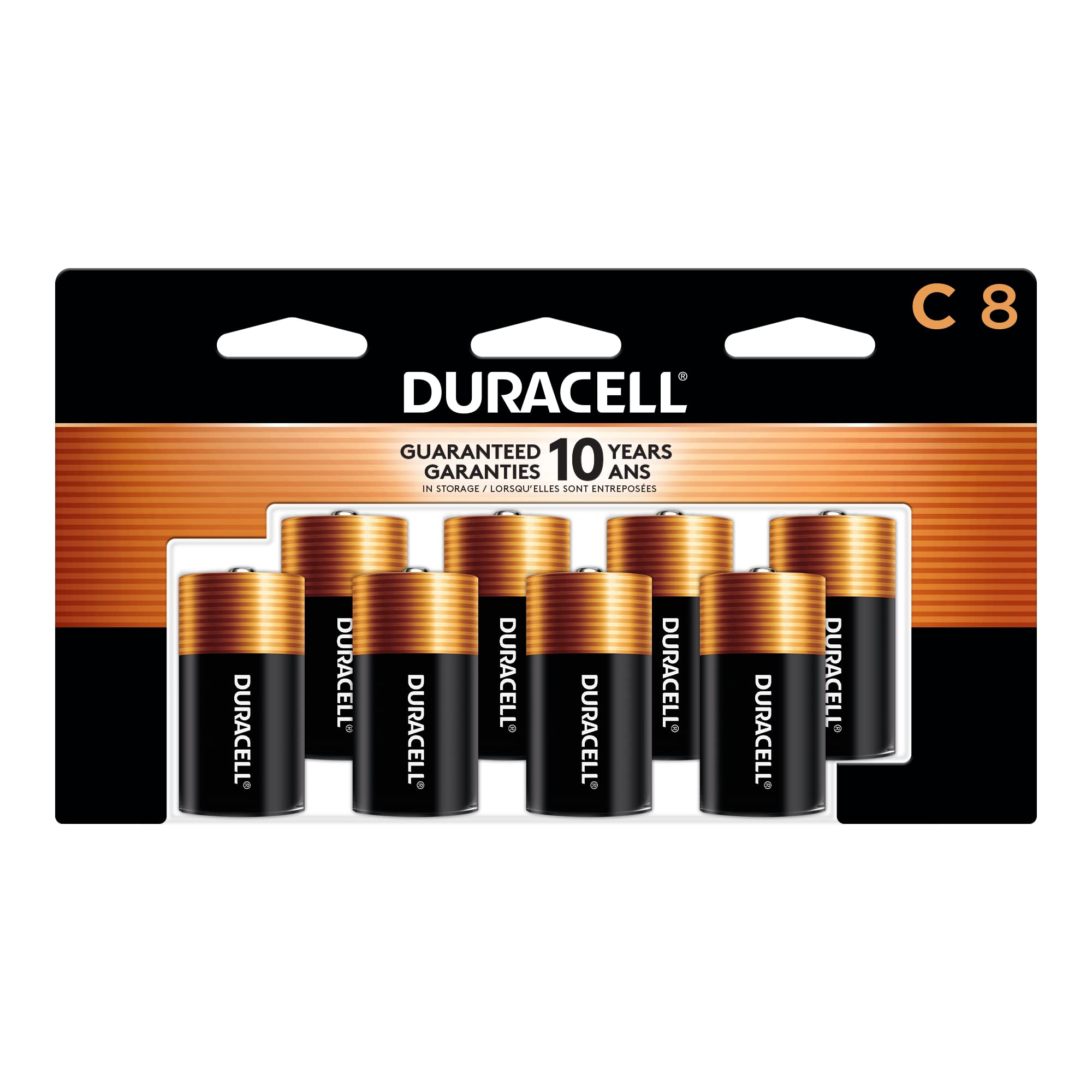 Duracell Coppertop C Batteries 8-Pack - Long-Lasting Alkaline C Batteries for Household & Office Devices - Ideal for Flashlights, Toys, Clocks & More