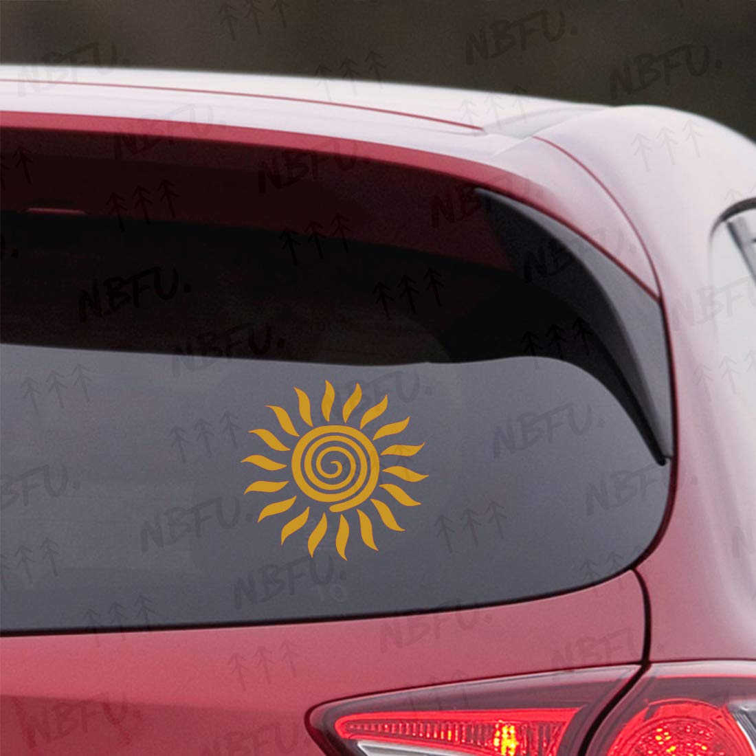Premium Waterproof Vinyl Decal Stickers Set of 2 - Tribal Sun Metallic Gold Design for Laptop, Phone, Helmet, Car Window, Bumper, Mug, Cup, Door & Wall Decor | Perfect for Personalizing Devices, Home Decor, and Gift Giving