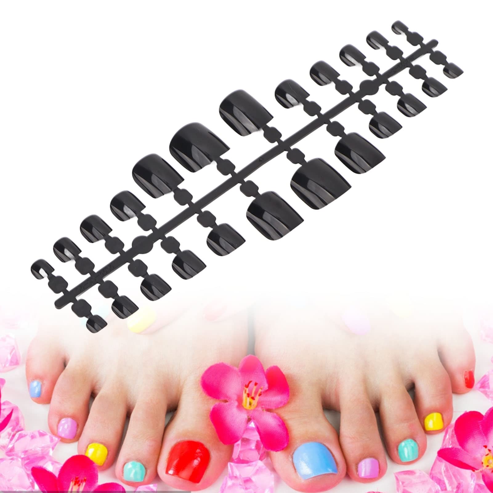 240 Pcs Full Cover False Nail Tips - Glossy Black Press On Nails for Salon & DIY Manicure | Perfect for Parties, Weddings & Special Occasions