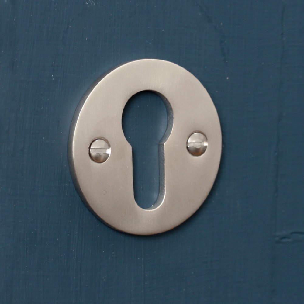 Satin Nickel Euro Escutcheon Plate - Premium Door Hardware for Modern Homes | Perfect for Bathroom, Bedroom & Interior Doors