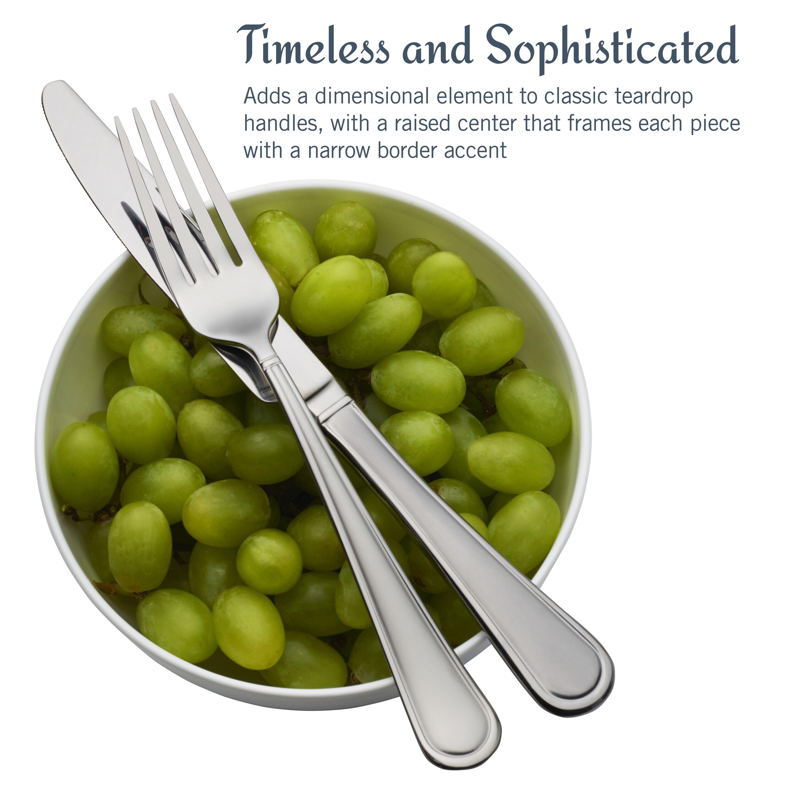 Premium Mikasa Virtuoso Frost 65-Piece Flatware Set for 12 - 18/10 Stainless Steel Silverware with Serving Utensils - Elegant Dinnerware for Formal Dining, Weddings & Holiday Entertaining