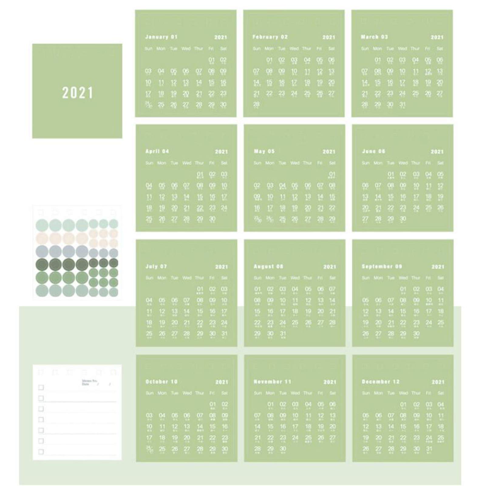 2021 Mini Monthly Desk Calendar Planner - Green | Heave Heaven 2017 Desktop Organizer | New Year Office Decoration Gift | Perfect for Home, Office & School Use