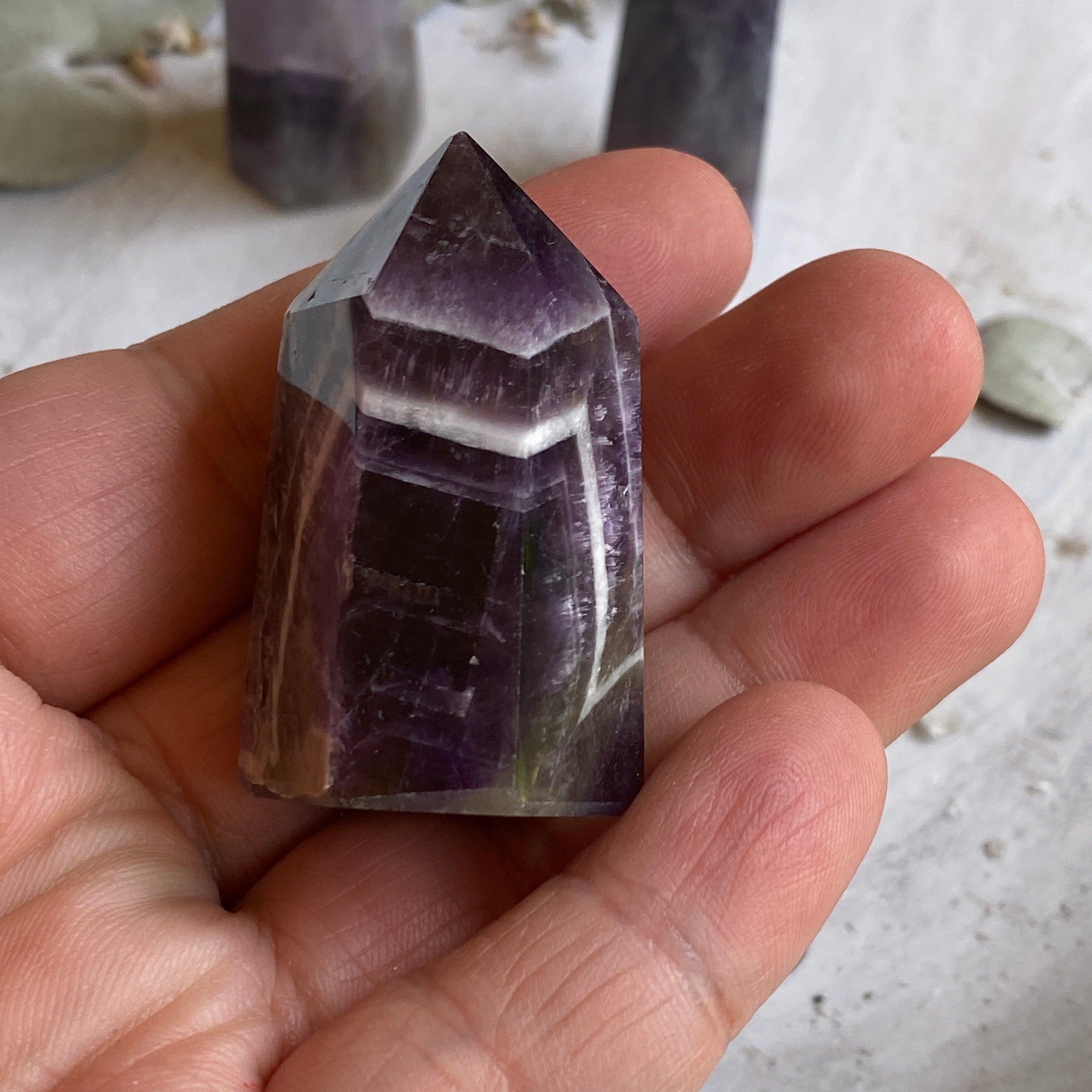 Chevron Amethyst Mini Generator - Portable Healing Crystal for Meditation, Reiki & Energy Balancing - Perfect for Home, Office & Spiritual Practices