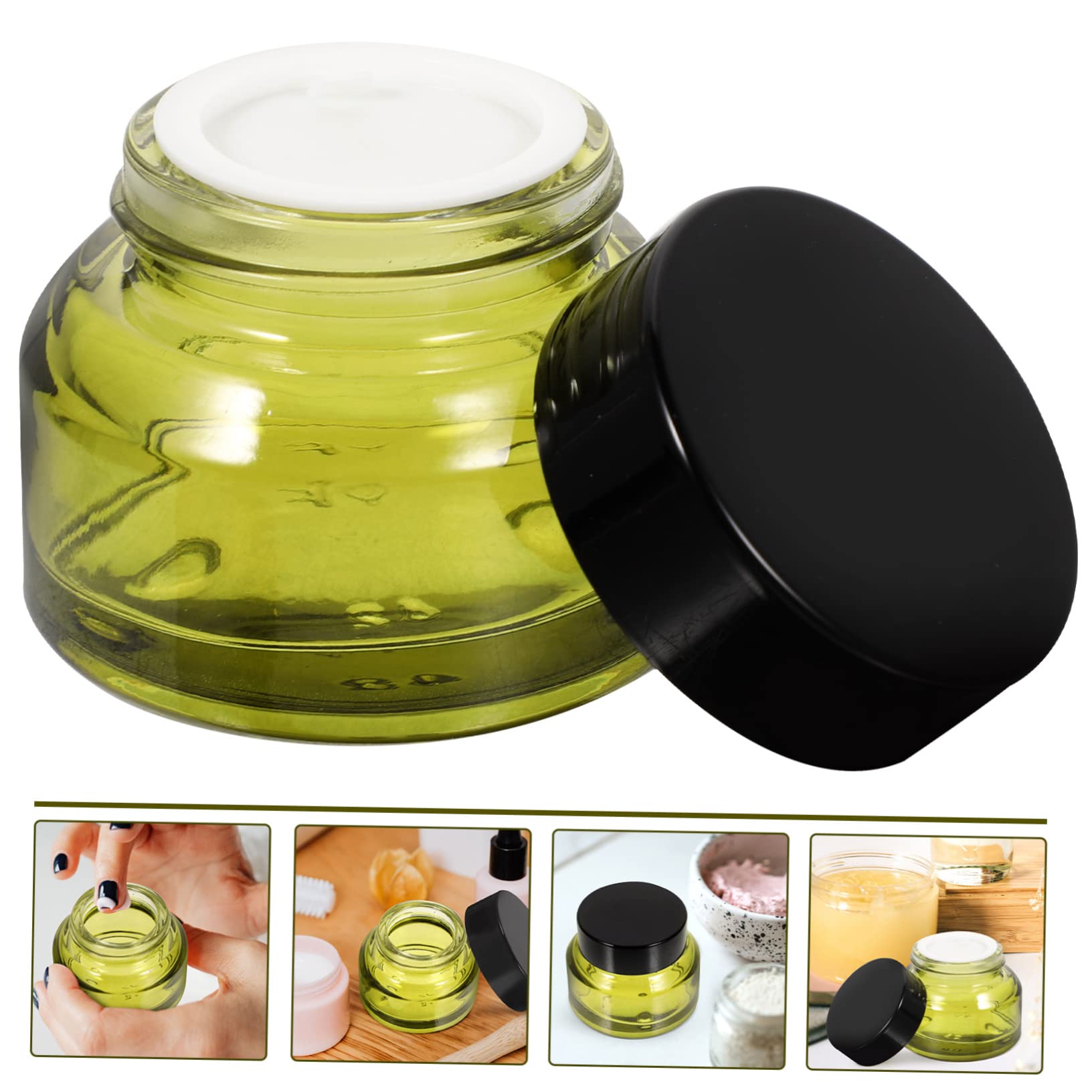 Minkissy 5-Pack 30g Refillable Travel Bottles - Leak-Proof Olive Jars for Toiletries, Makeup, Cream, Lotion & Jewelry Storage | Perfect for TSA Carry-On, Gym Bag & Vacation Essentials (No Edge Design)