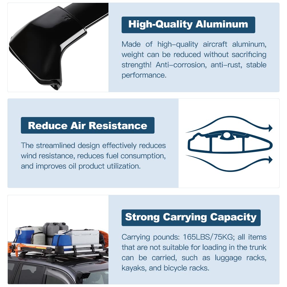 ECCPP Roof Rack Cross Bars for Honda CR-V 2012-2016 | Heavy Duty 165LBS Capacity | Cargo Carrier for Kayak, Canoe, Luggage & Outdoor Gear | Perfect for Camping, Road Trips & Adventure Travel