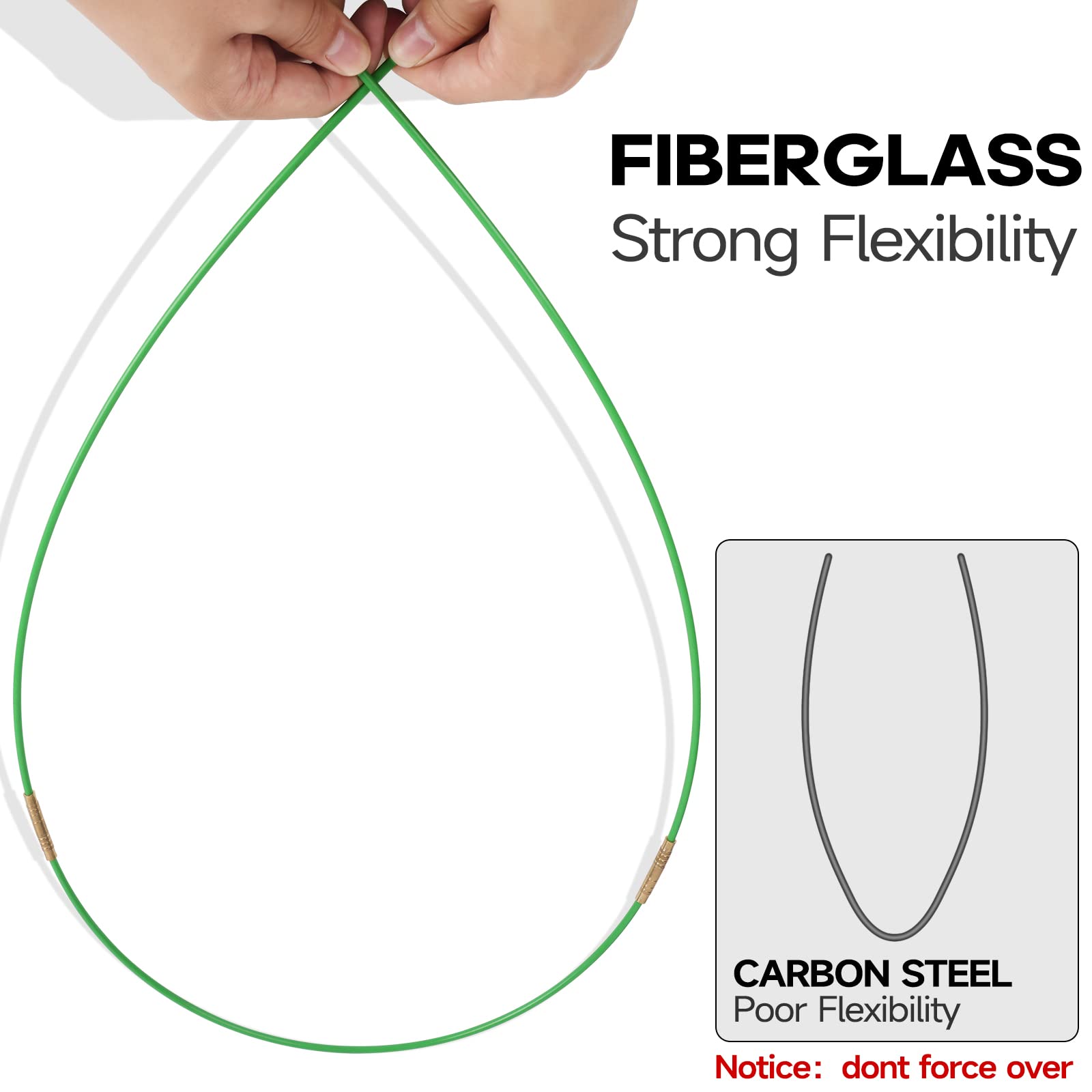 32.2FT Fiberglass Wire Pulling Kit with 6 Attachments - for Electrical Wiring & Fish Tape Installation