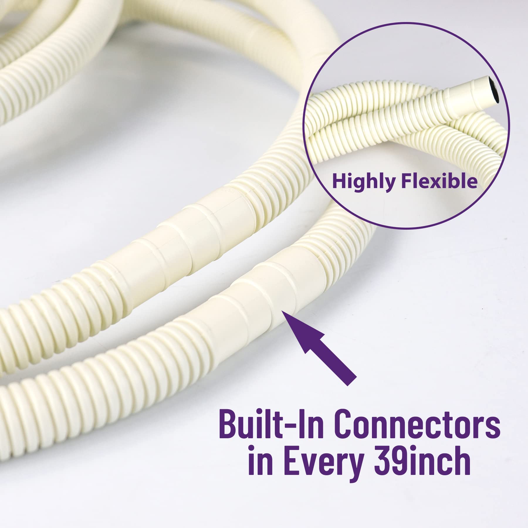 20 Ft UV Resistant Flexible Air Conditioner Drain Hose for Ductless Mini Split AC & Heat Pump Systems - Indoor/Outdoor Use for Home, Office & RV Cooling Solutions