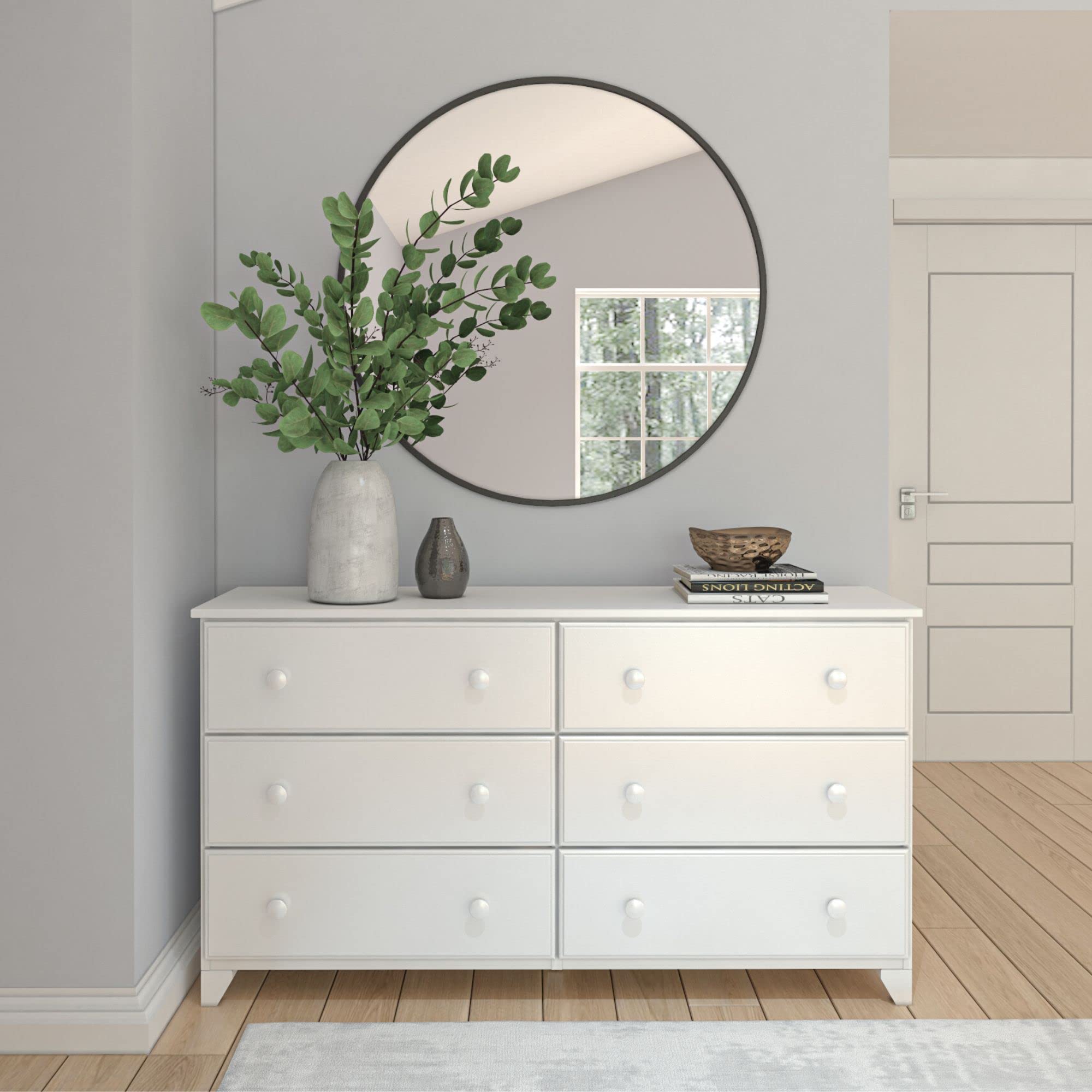 Plank+Beam Classic 6-Drawer Wood Dresser - White Solid Wood Bedroom Storage Chest with Smooth Gliding Drawers | Perfect for Master Bedroom, Guest Room & Nursery Organization