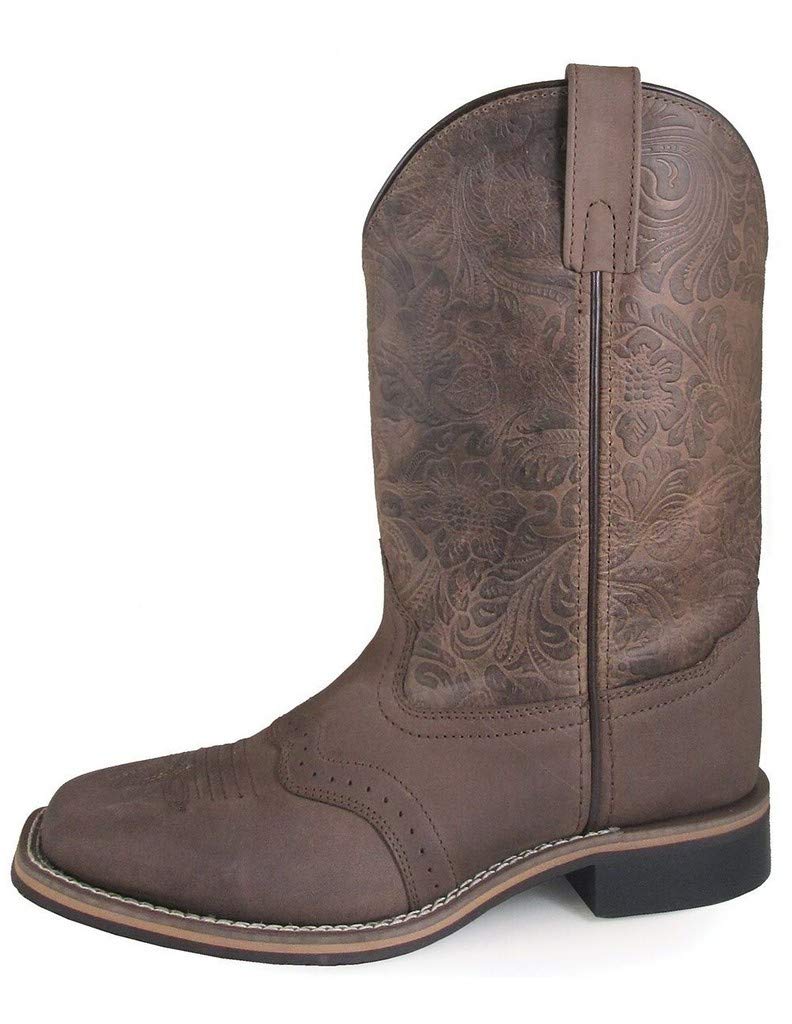 Smoky Mountain Women's Western Boots - Brandy Series 10-Inch Height Square Toe with Rubber Sole & Block Heel | Brown Oil Distress Leather Boots with Tricot Lining & Steel Shank | Perfect for Country Dancing, Rodeo Events & Western Fashion Outfits