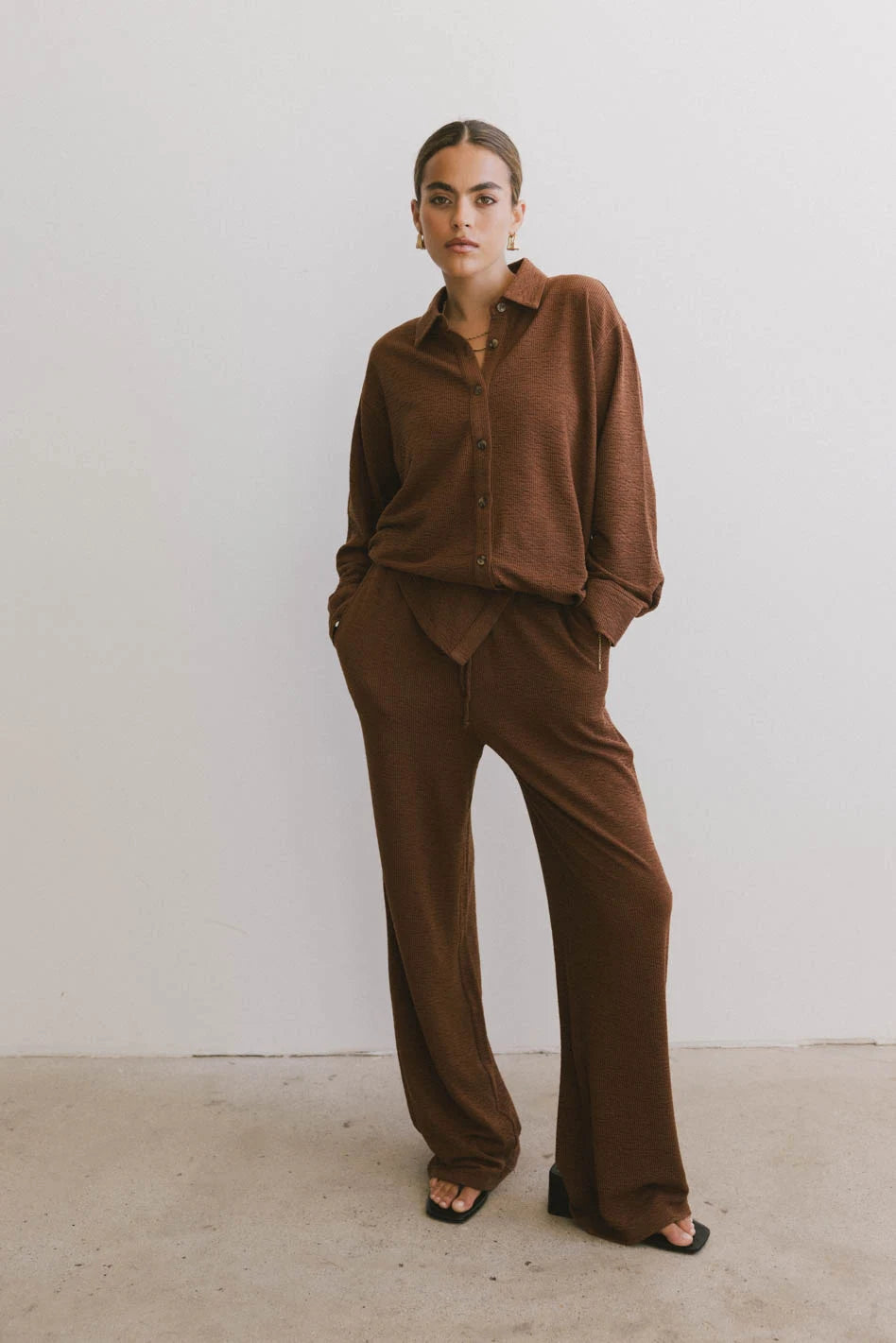 Etta Button Up Shirt in Terracotta - Women's Casual Blouse for Work & Weekend | Final Sale