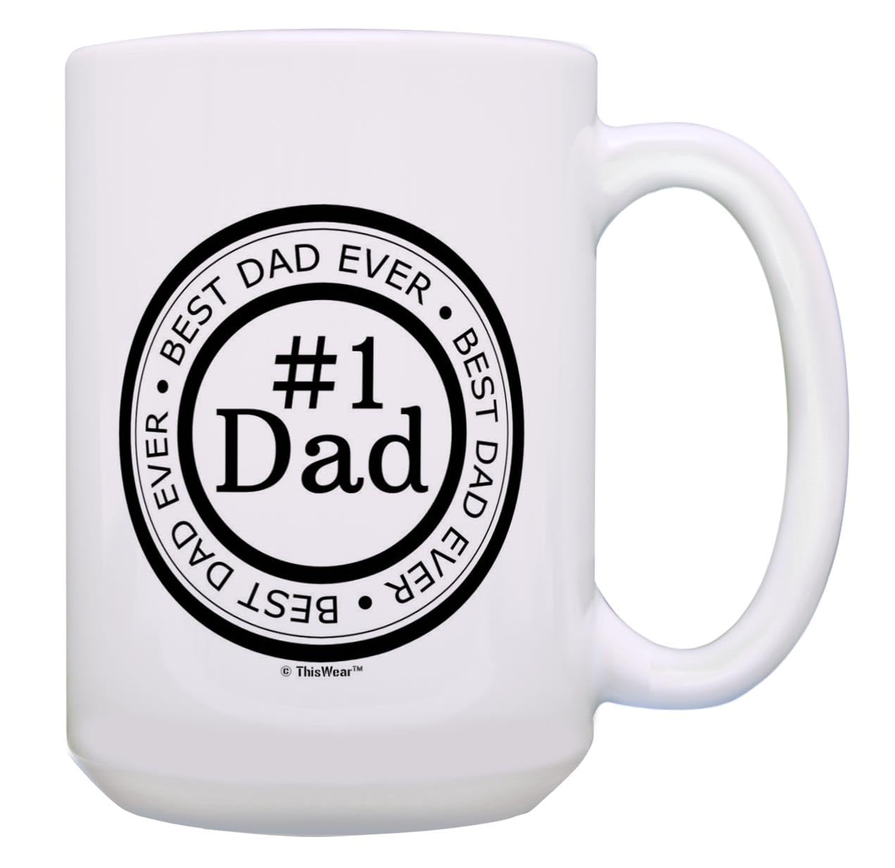 #1 Dad Mug - Best Father's Day Gifts for Dad, Birthday Present, Thank You Gift - 15oz Ceramic Coffee Cup with Handle - Perfect for Office, Home & Father's Day Celebrations