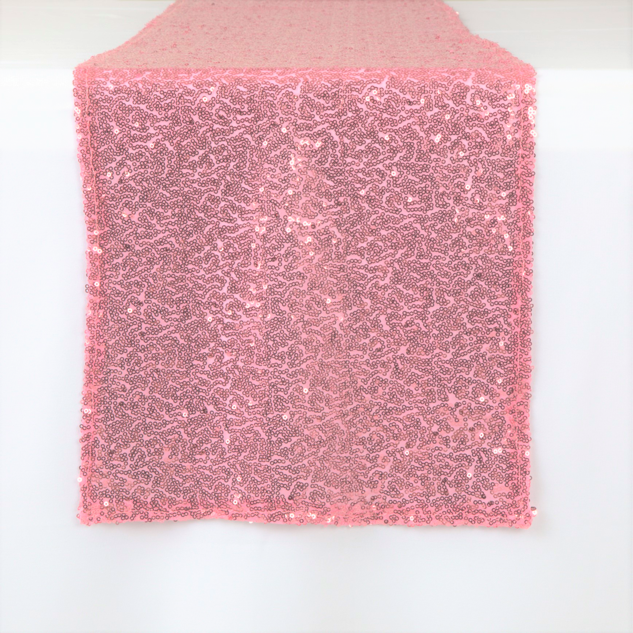 Glitter Sequin Mesh Table Runner 12x108 Inches - Pink Wedding Party Decor for Dining Table, Christmas, Birthday, and Holiday Celebrations