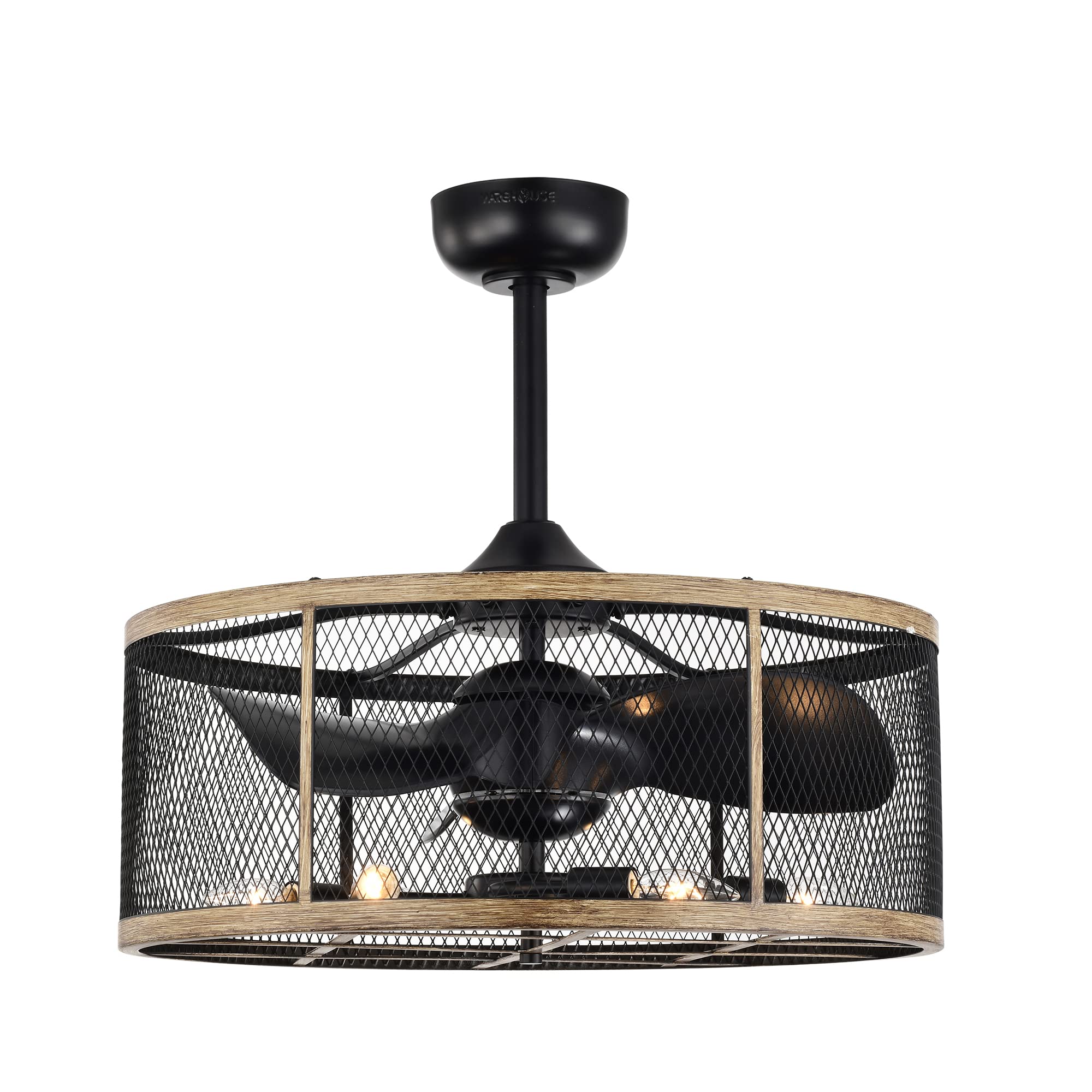 Tiffany Merdan 24-inch 6-Light 3-Blade Remote Control Ceiling Fan with LED Lights - Perfect for Bedroom, Living Room & Home Office