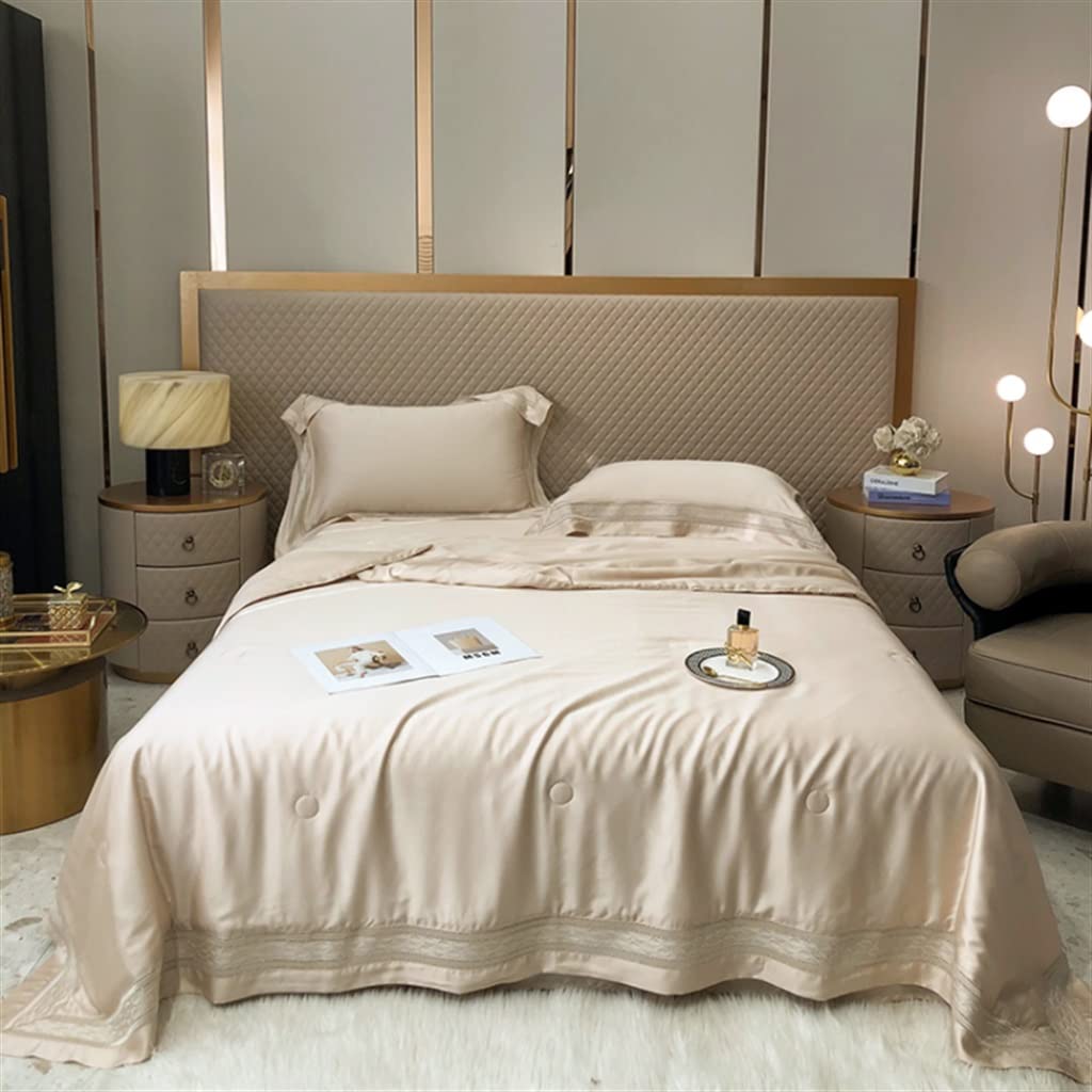 Premium Tencel Lyocell Summer Cooling Quilt - Breathable Silky Soft Bedding for Hot Sleepers (200x230cm, French Design) | Ideal for Air-Conditioned Rooms & Warm Nights