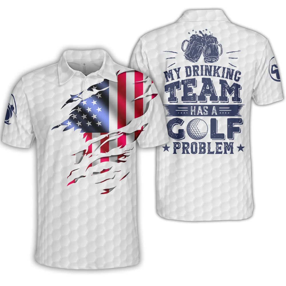 Polomore Men's Patriotic American Flag Polo Shirts - Short Sleeve Casual Shirt for Men - Perfect for 4th of July, Memorial Day & Veterans Day Celebrations