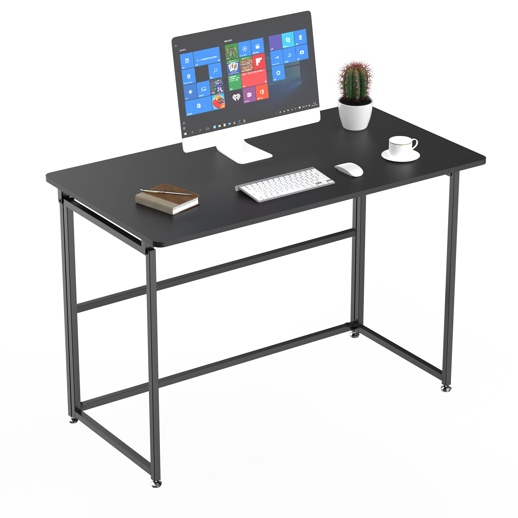 Eureka Ergonomic 43.2 Inch Foldable Computer Desk - Adjustable Height Home Office Desk for Writing, PC Study & Work - Portable No Assembly Black Workstation - Perfect for Small Spaces, Dorm Rooms & Remote Work