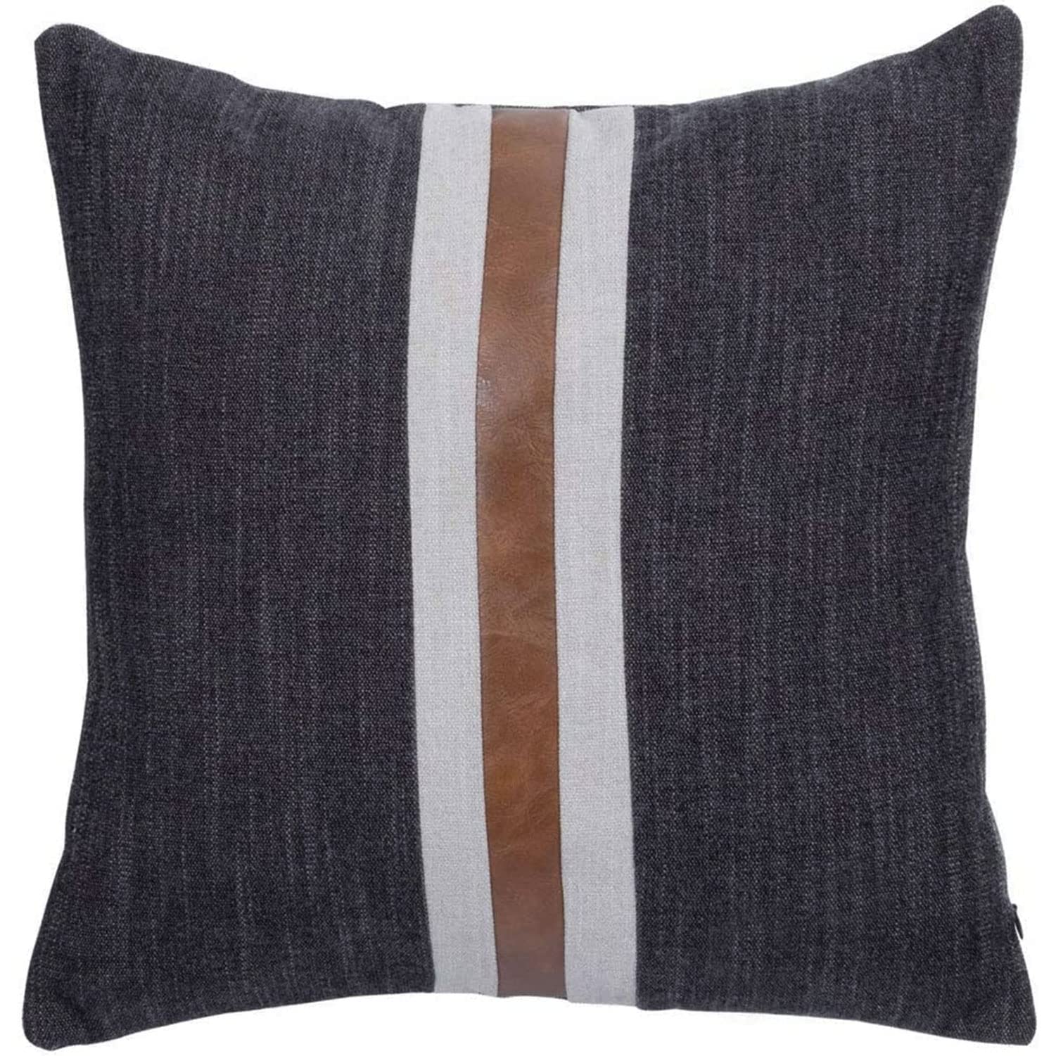 BOYSUM 20x20 Inch Faux Leather Farmhouse Decorative Throw Pillow Covers - Brown & Black Modern Accent Pillow Cases for Couch, Sofa, Bed - Perfect for Living Room, Patio & Home Decor