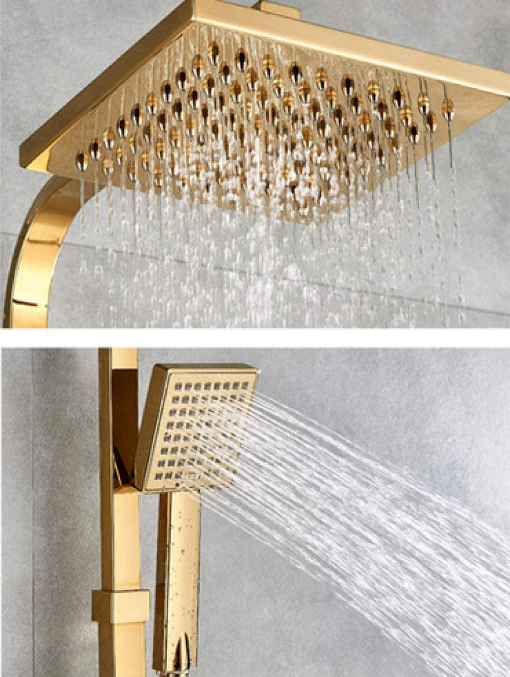 Luxury Gold Brass Bathroom Faucet Mixer Tap Set - Wall Mounted Rainfall Shower Head & Bathtub Faucet - Modern Bathroom Upgrade for Spa-Like Experience | Perfect for Master Bath, Guest Bath & Luxury Hotel Renovations