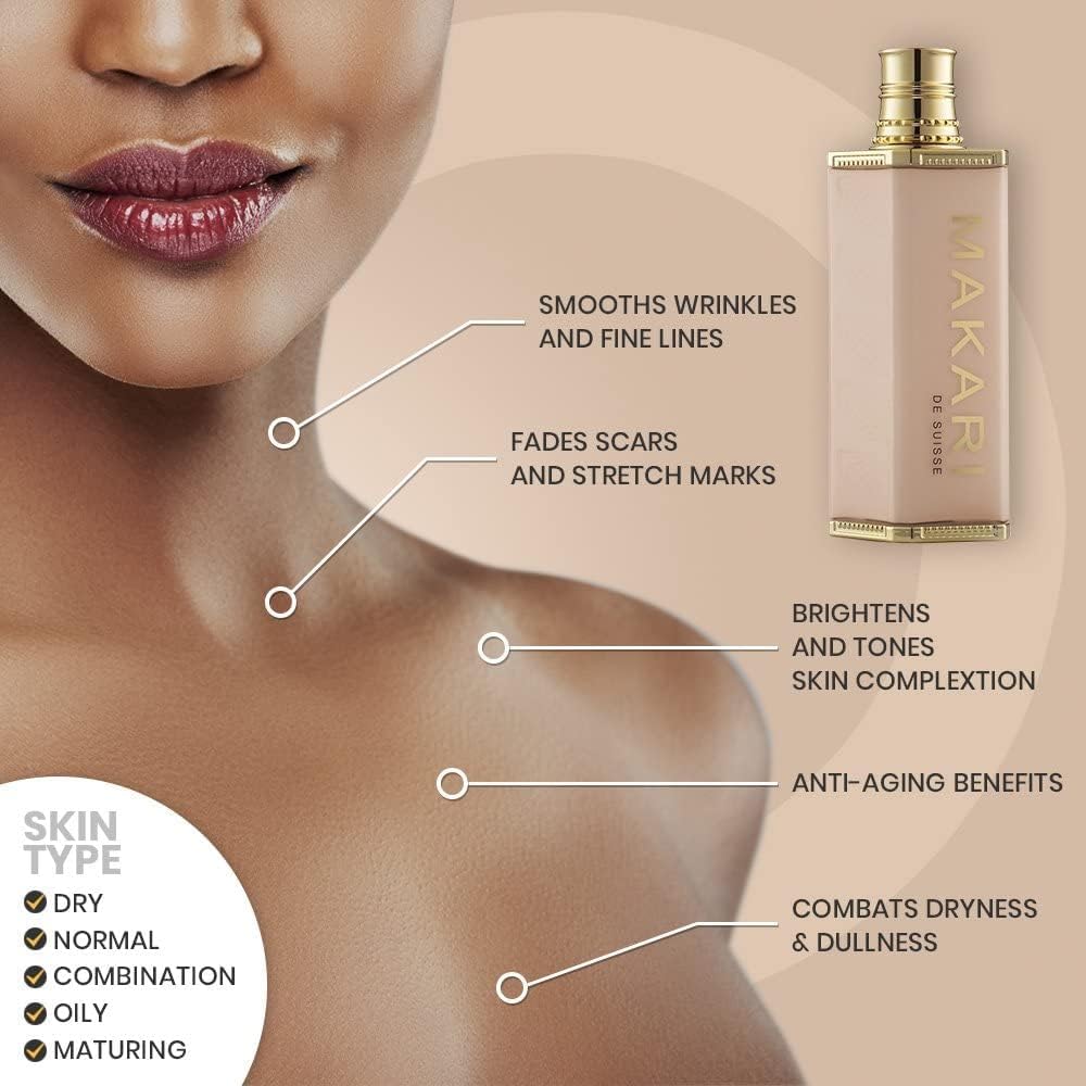 Makari Radiant Body Beautifying Milk (16.8 oz) - Skin Brightening & Moisturizing Lotion for Dark Spot Reduction & Even Skin Tone | Evens Discolorations for Glowing Smooth Complexion | Perfect for Daily Hydration & Post-Sun Care