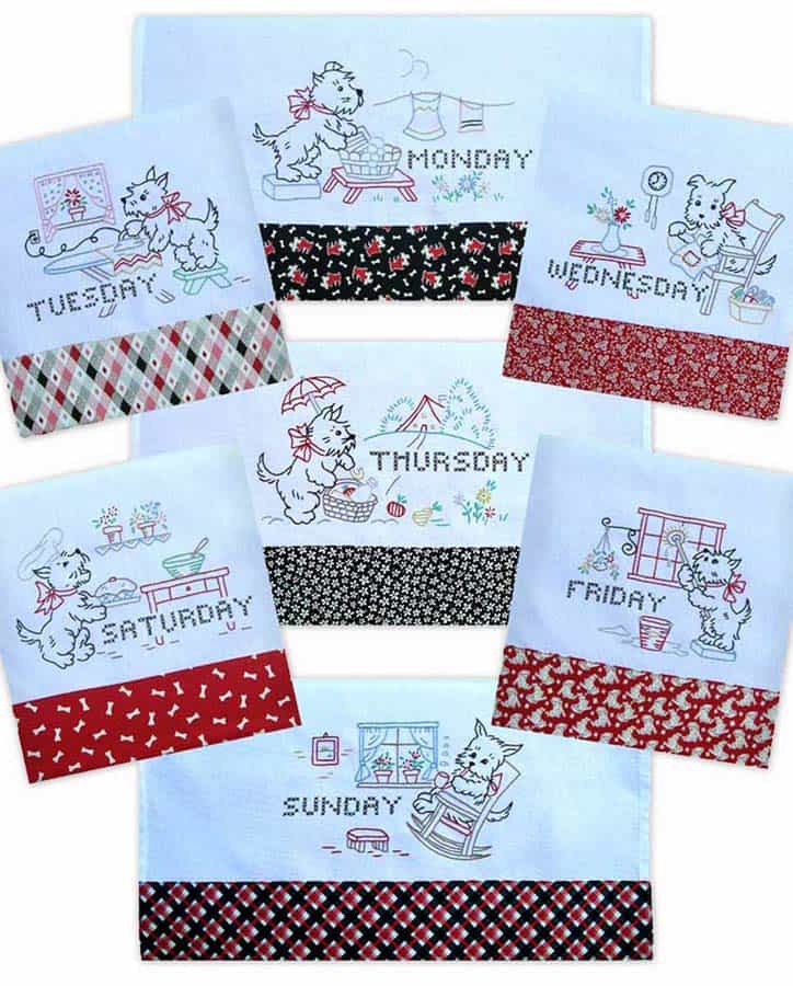 Vintage Style Embroidery Iron On Transfers - Scotty Dog Design for DIY Crafts, T-Shirts, Bags & Home Decor