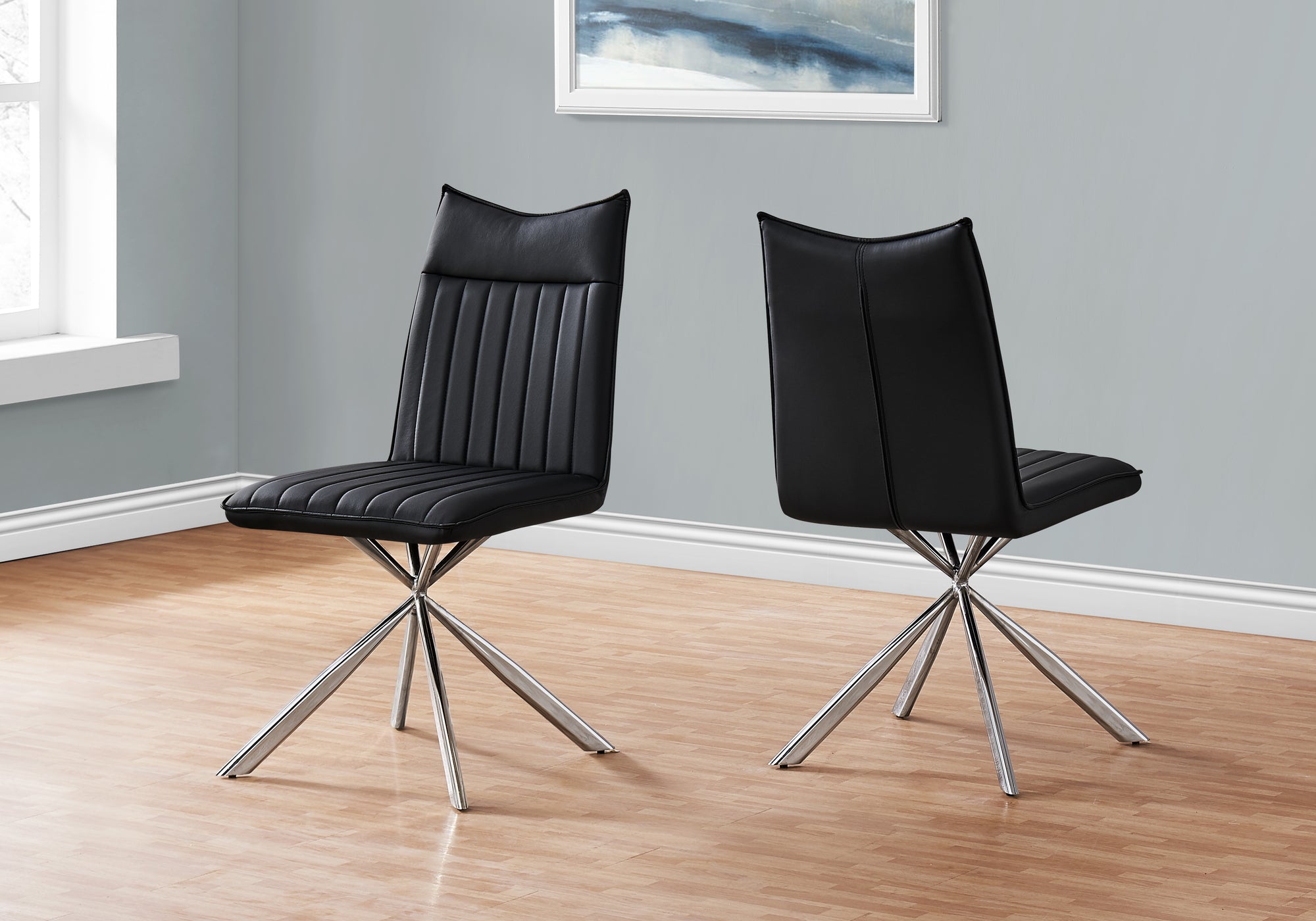Modern Black PU Leather Dining Chairs Set of 2 - Elegant Faux Leather Kitchen Chairs for Dining Room, Restaurant & Home Decor