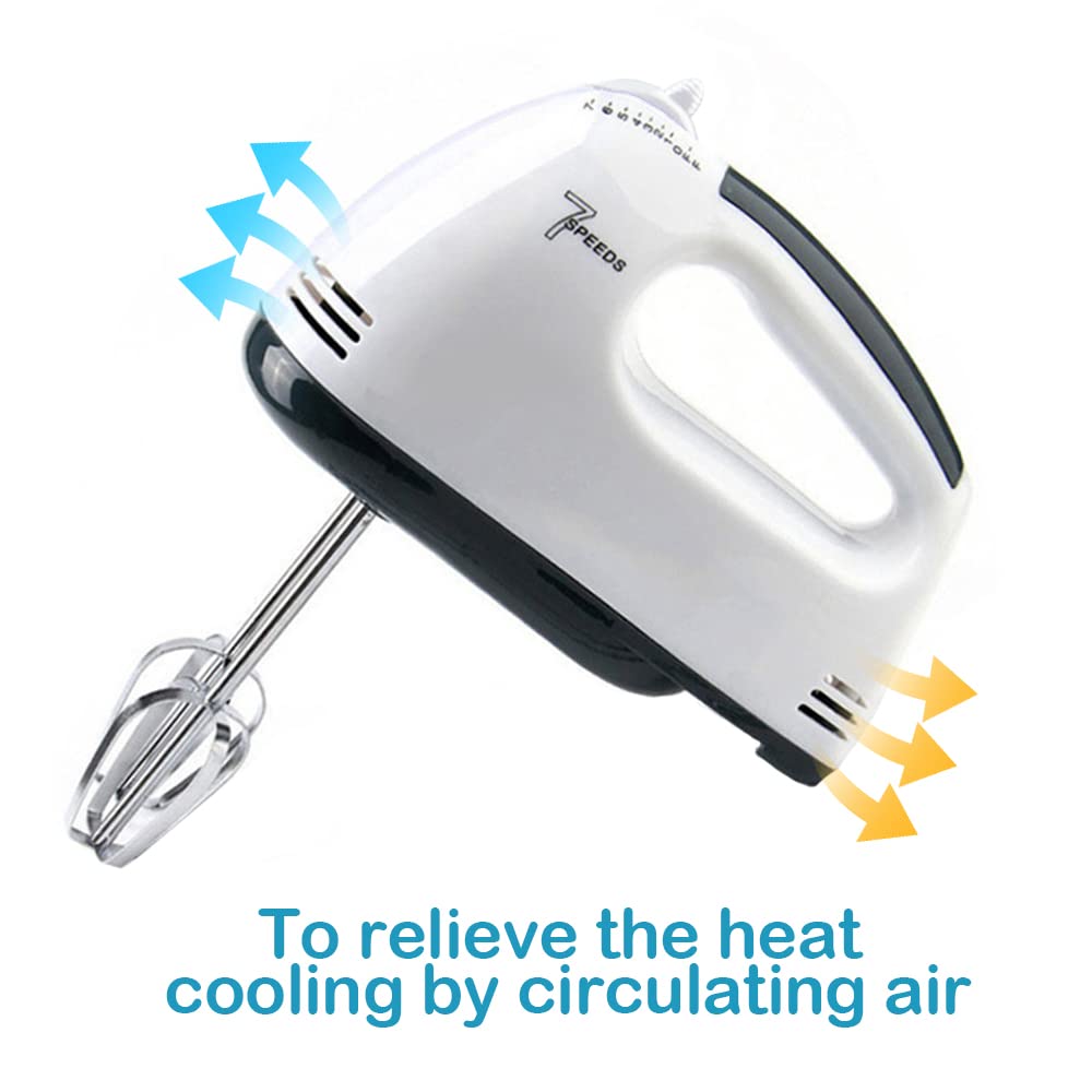 7-Speed Electric Hand Mixer for Baking - Stainless Steel Handheld Whisk with Dough Hooks - Perfect for Cakes, Cookies, Dough & More - Kitchen Baking Essential