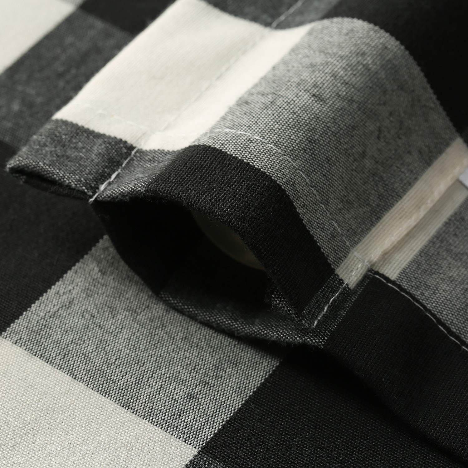 VOGOL Black Buffalo Check Plaid Gingham Window Valances - 52 x 18 Inches Rod Pocket Tie Up Shades for Kitchen & Cafe Curtains - Perfect for Farmhouse, Country Style Home Decor & Cozy Kitchen Windows