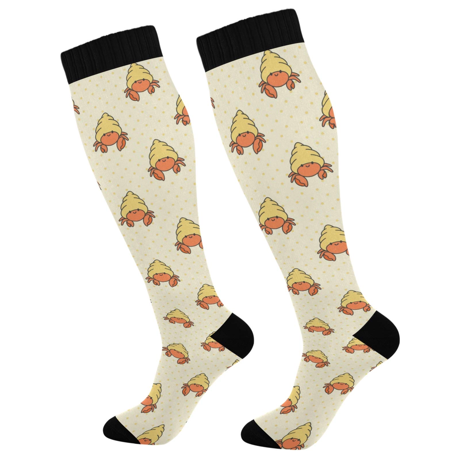 Funny Hermit Crab Knee High Socks - Novelty Cute Stockings for Women & Men - Perfect Gift for Nurses, Football Fans & Costume Parties (Halloween, Cosplay, Sports Events)