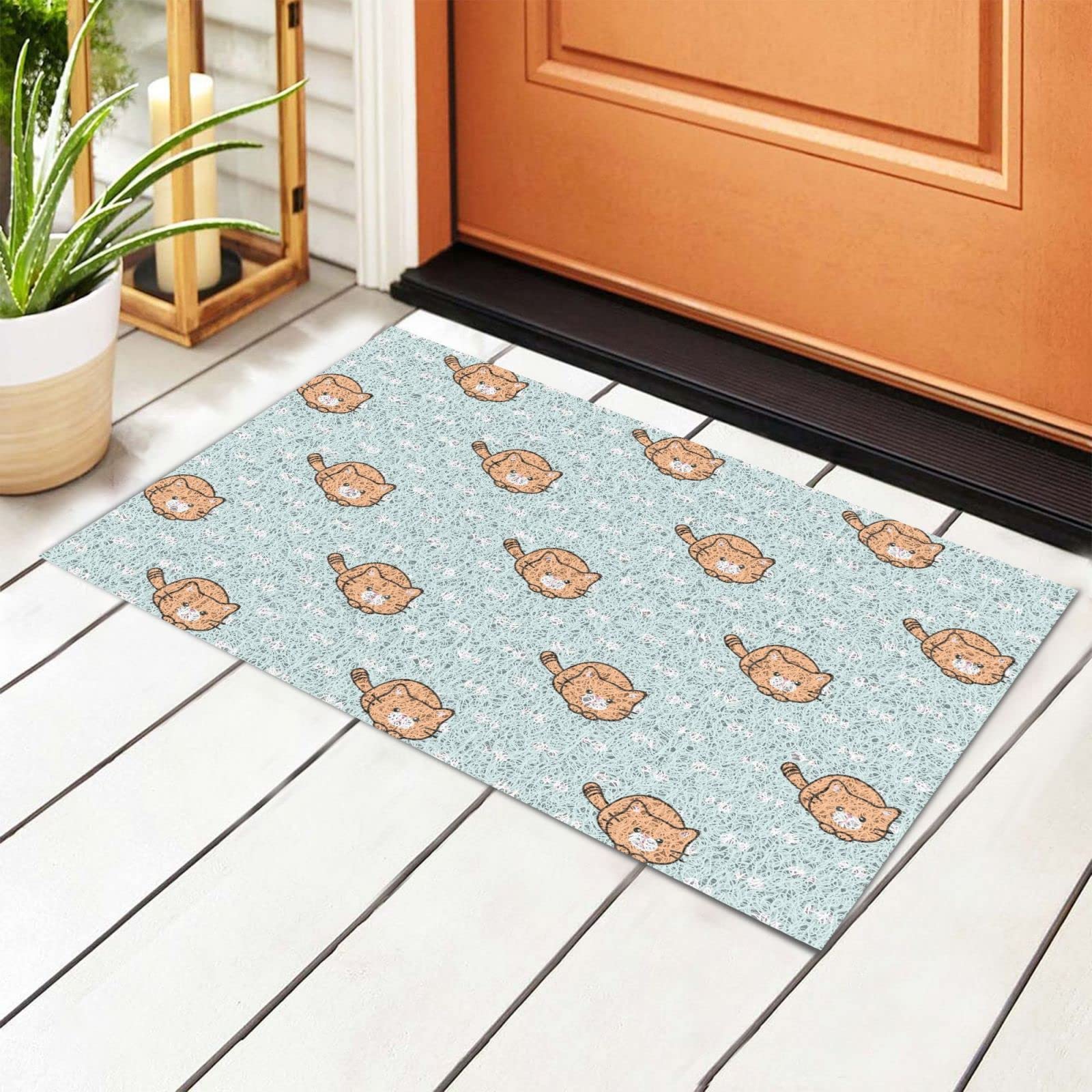 Non-Slip Cat Fish Welcome Mat - Absorbent Indoor Outdoor Rug for Home Decor