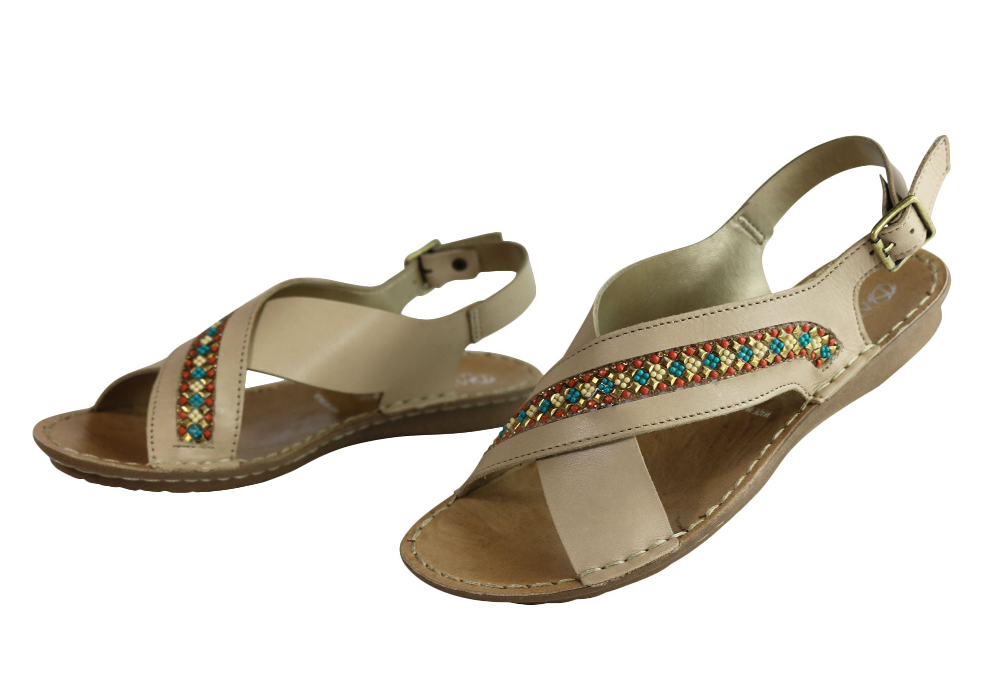 Andacco Veronique Women's Comfort Flat Leather Sandals - Handmade in Brazil - Perfect for Summer, Beach & Casual Outings