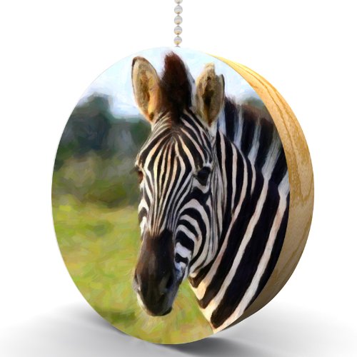 Zebra Portrait Hardwood Oak Ceiling Fan Pull Chain - Stylish Home Decor for Living Room, Bedroom & Office