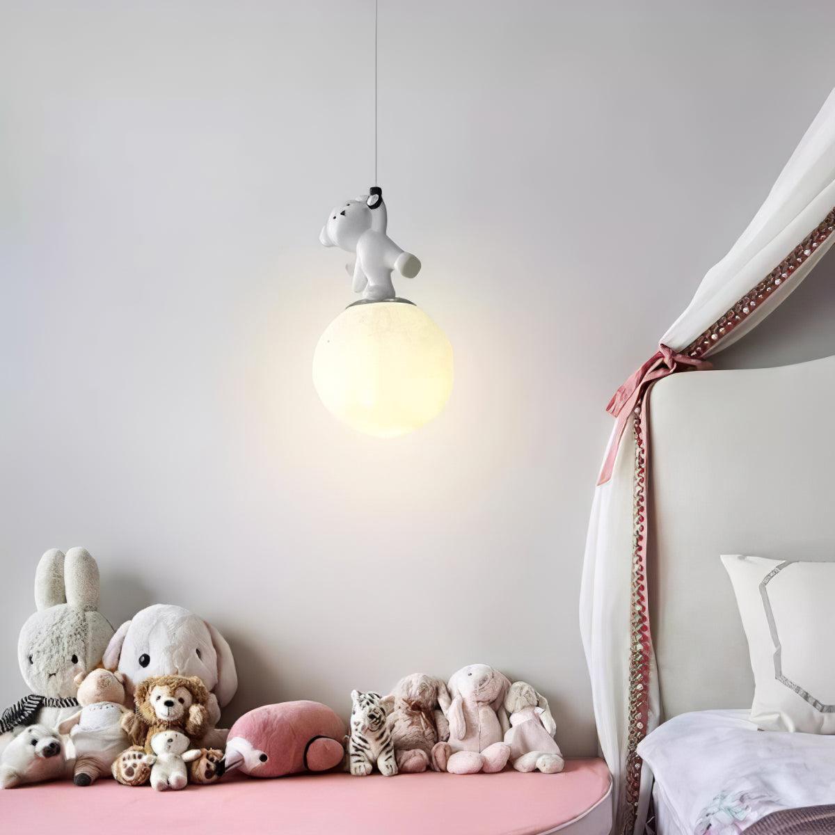 Animal and Moon Pendant Light - Modern Celestial Nursery Decor, Bedroom Ceiling Fixture for Kids Room, Boho Home Lighting