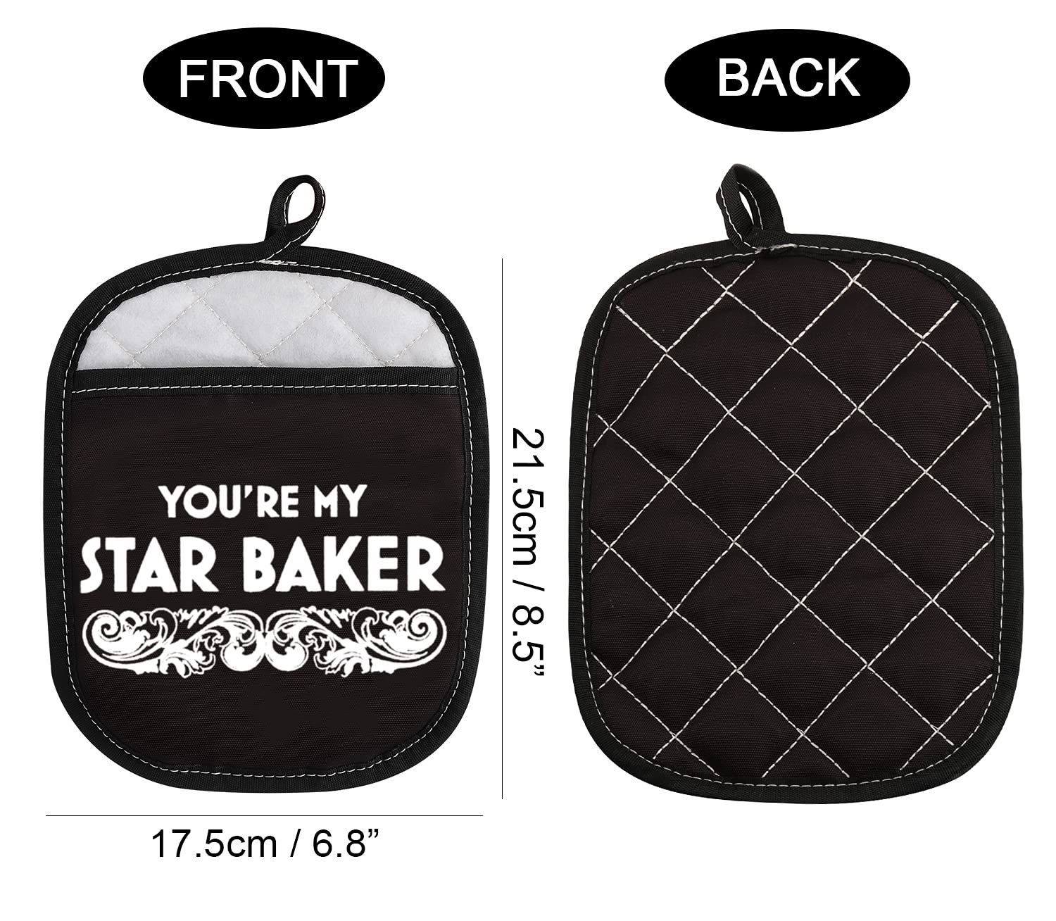 ZJXHPO Star Baker Oven Mitts & Pot Holders Set - Heat Resistant Kitchen Gloves for Cooking, Baking, Grilling - Perfect Gift for Bakers & Home Chefs (Use for Hot Pans, Baking Sheets, BBQ Grills)