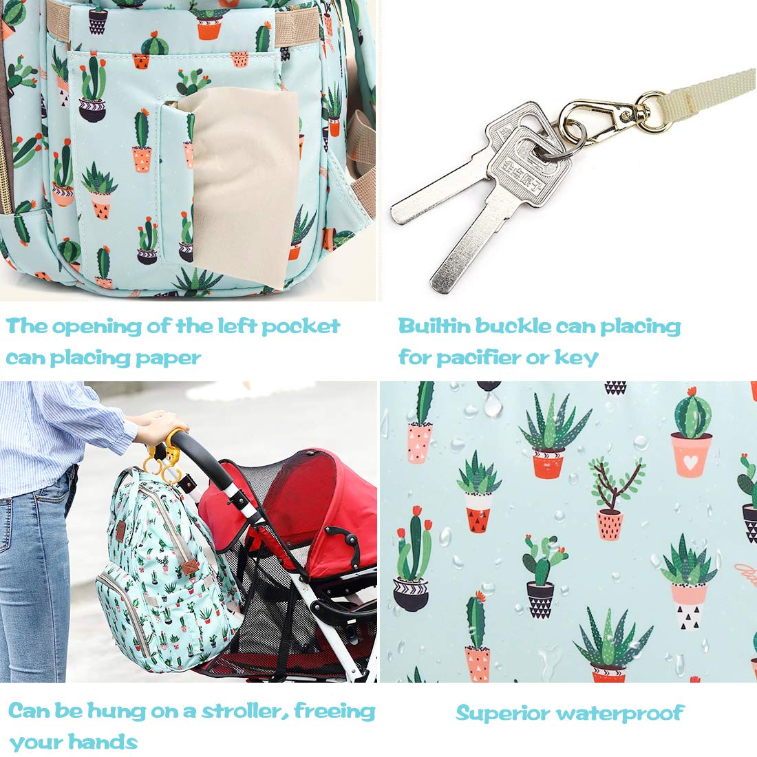Baby Diaper Backpack for Girls & Moms - Large Waterproof Nappy Bag with Changing Pouch & Stroller Straps | Perfect for Travel, Daycare & On-the-Go Parenting
