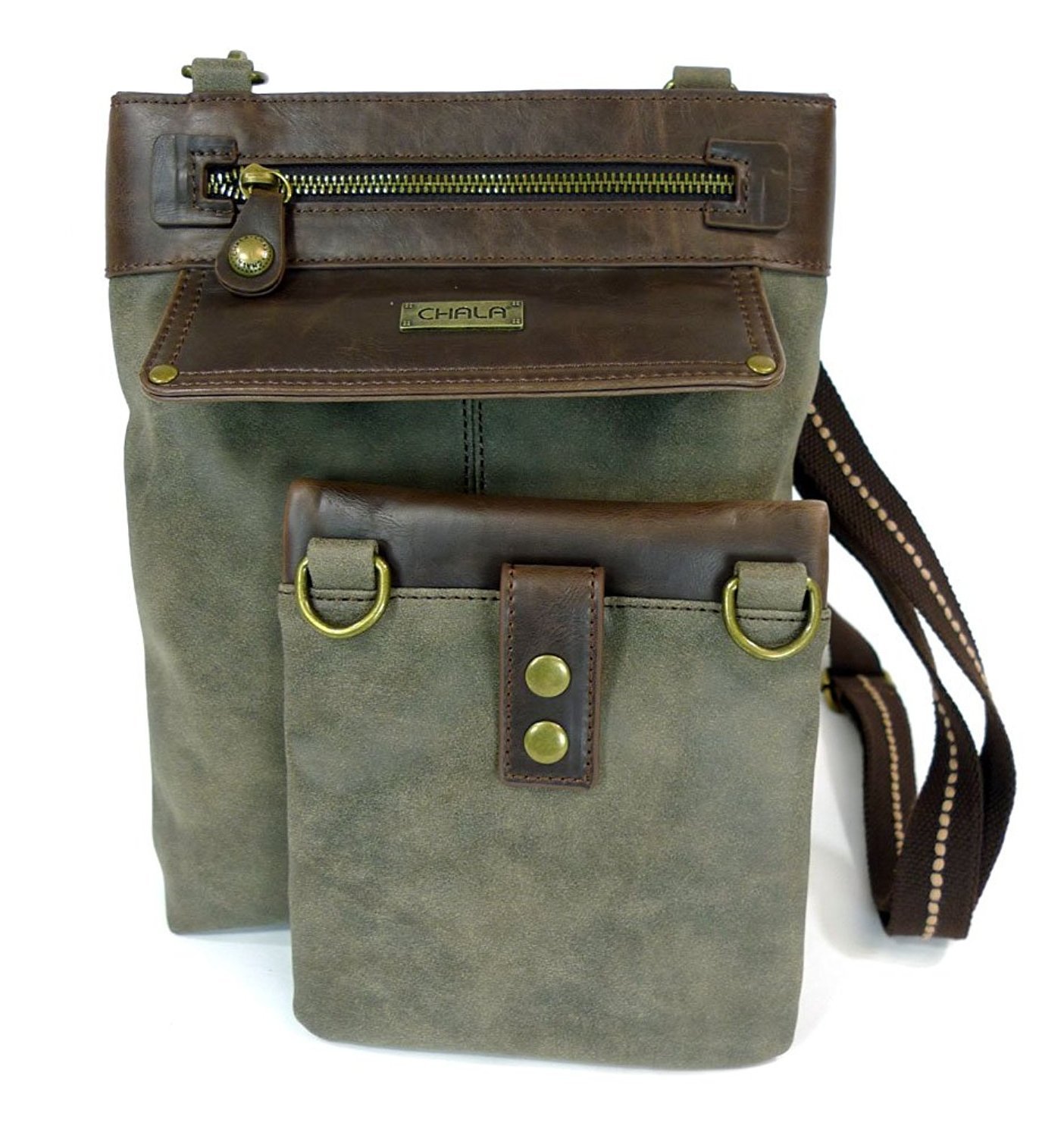 CHALA GEMINI Crossbody Bag for Women - Stylish Canvas Messenger Purse with Adjustable Strap, Stone Grey - Perfect for Travel, Work & Everyday Use