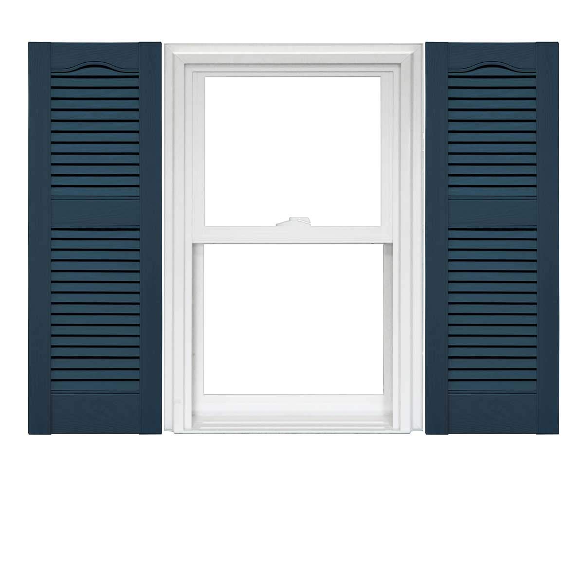 Mid America Open Louver Vinyl Shutters (1 Pair) - 12 x 67 Inches, Classic Blue - Durable Exterior Window Shutters for Home & Garden Protection