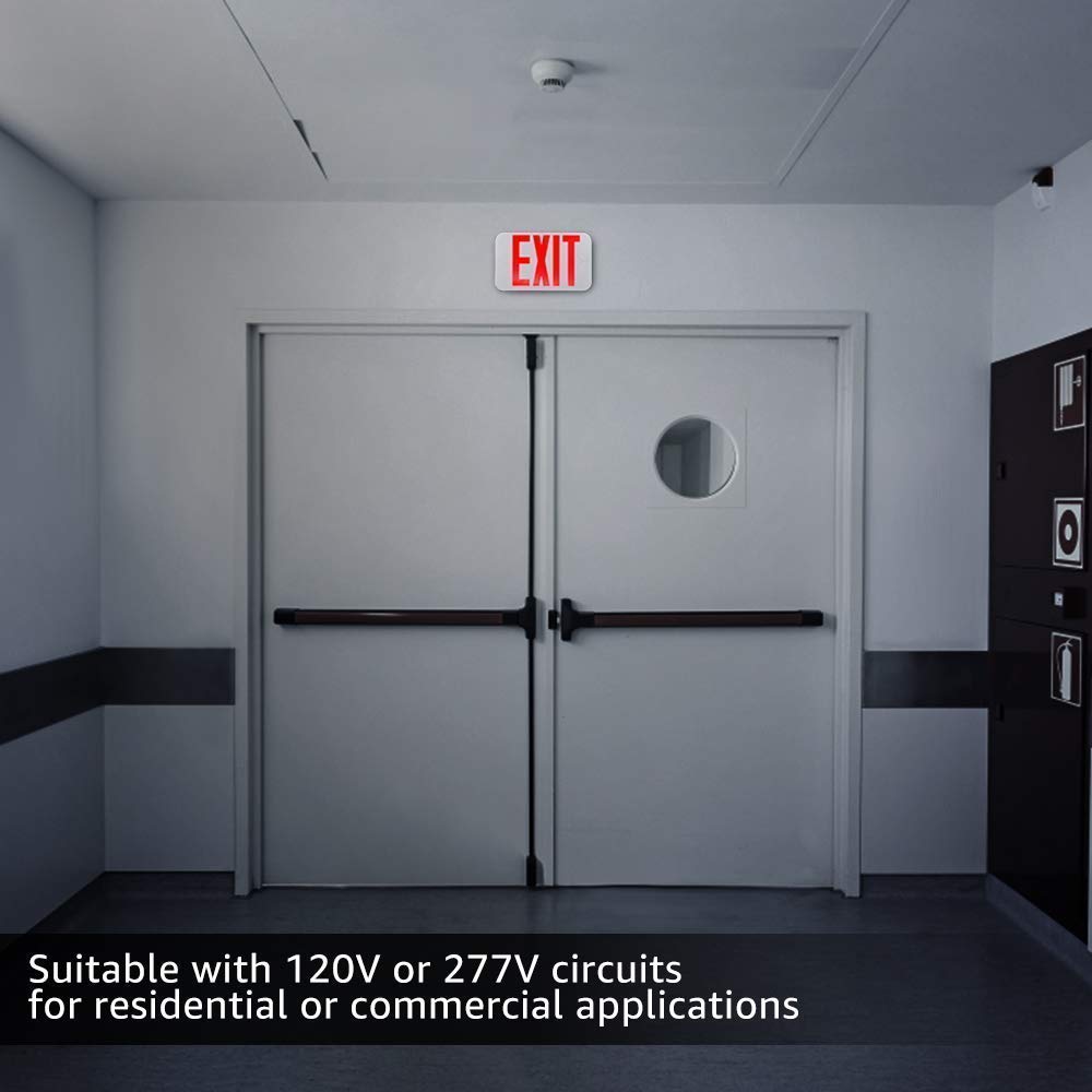 TORCHSTAR 2-Pack UL Listed LED Emergency Light Bundle - Square LED Exit Sign with Red Light, Dual Head & Single/Double Face for Commercial Buildings, Warehouses, and Office Safety Evacuation