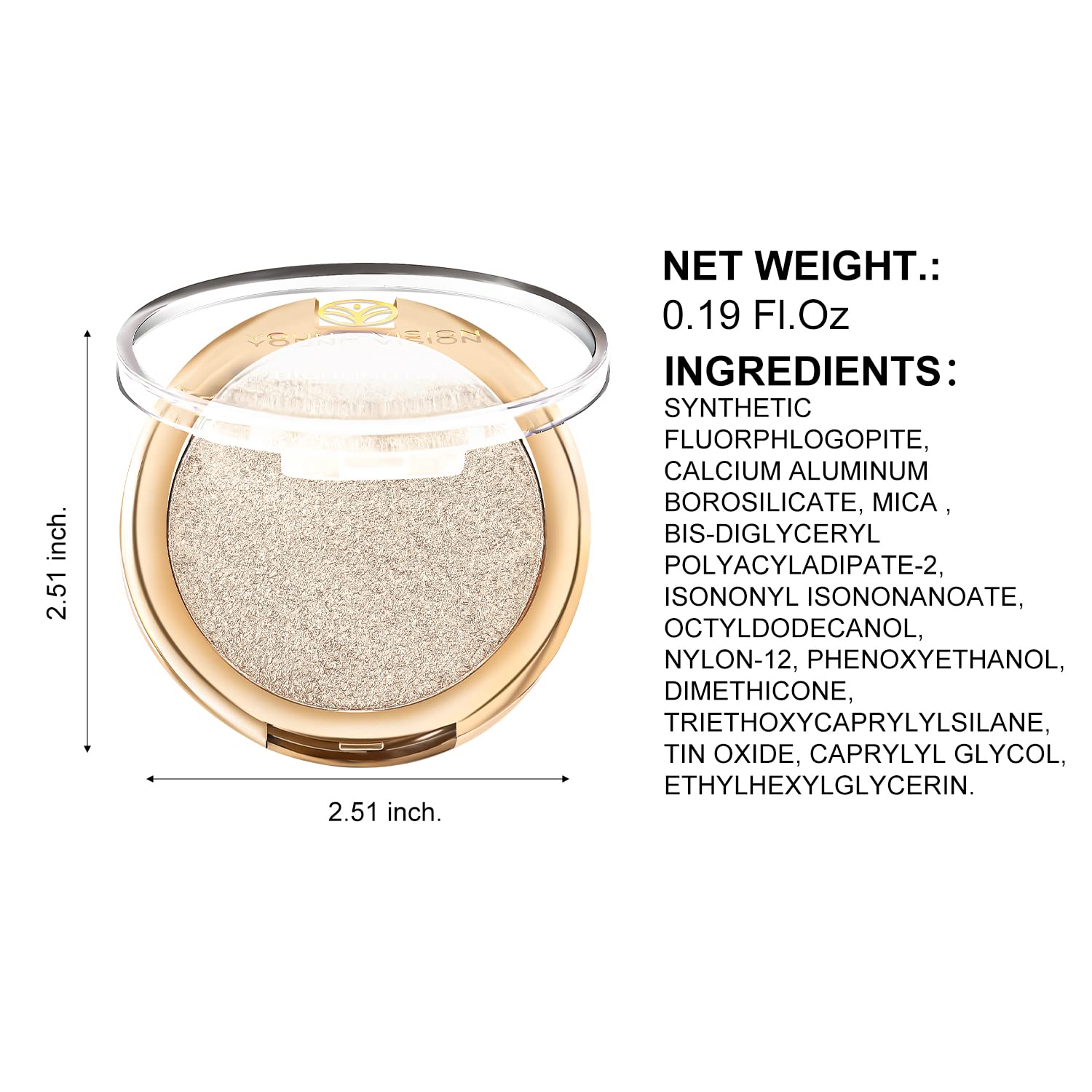 YOUNG VISION Baked Highlighter Powder Palette - Sheer Pearl Shimmer Face Highlighter Makeup, Highly Pigmented Illuminating Powder for Cheekbones & Contouring, 0.19 Oz (Pack of 1) - Perfect for Everyday Glow & Special Occasion Makeup