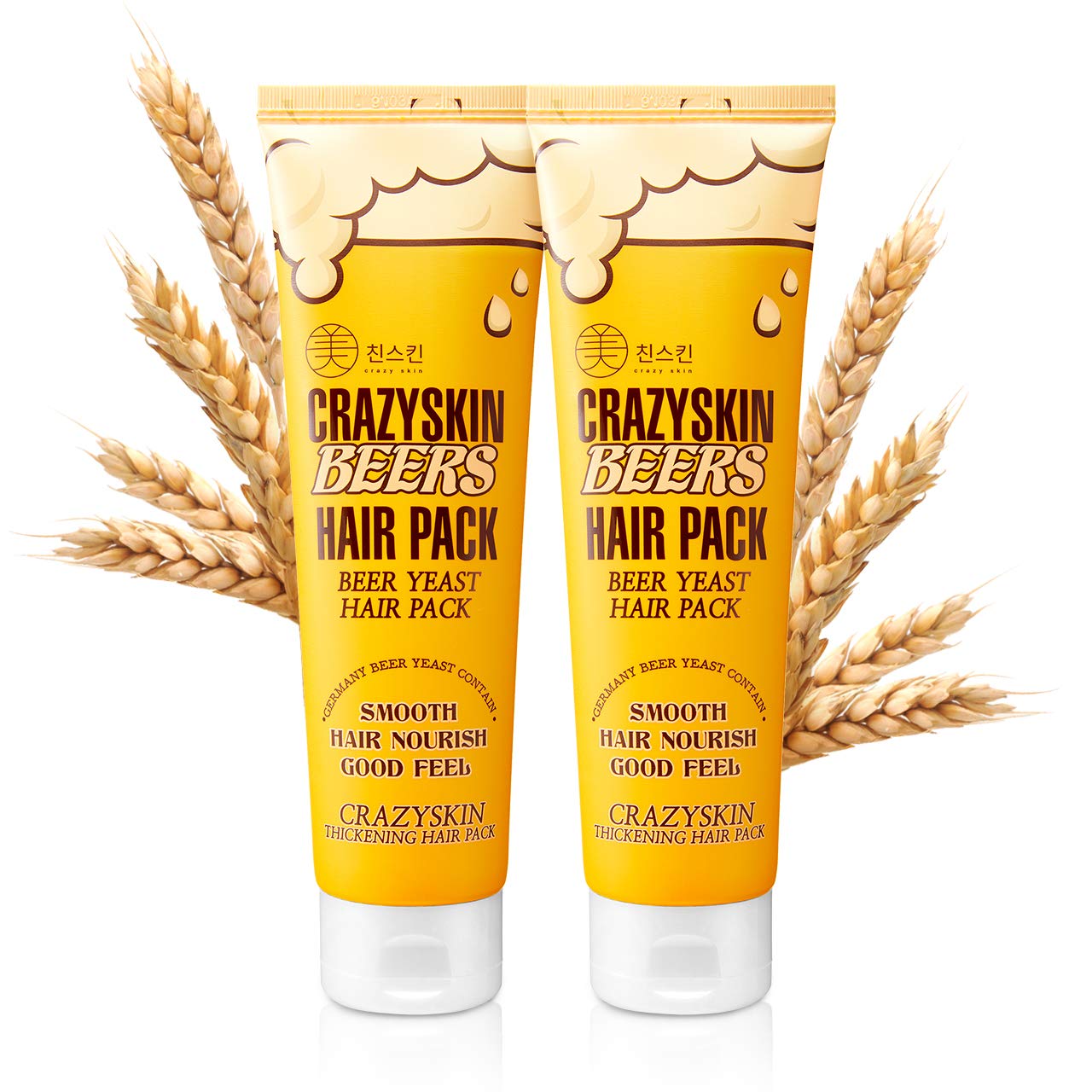Crazy Skin Beer Yeast Hair Mask - pH5.5 Protein Treatment with Keratin, Argan & Camellia Oils for Damaged & Color-Treated Hair | Deep Conditioning & Repair | 13.5oz (400ml) | Perfect for Salon-Like Treatment at Home, Post-Color Care & Weekly Hair Rejuvenation
