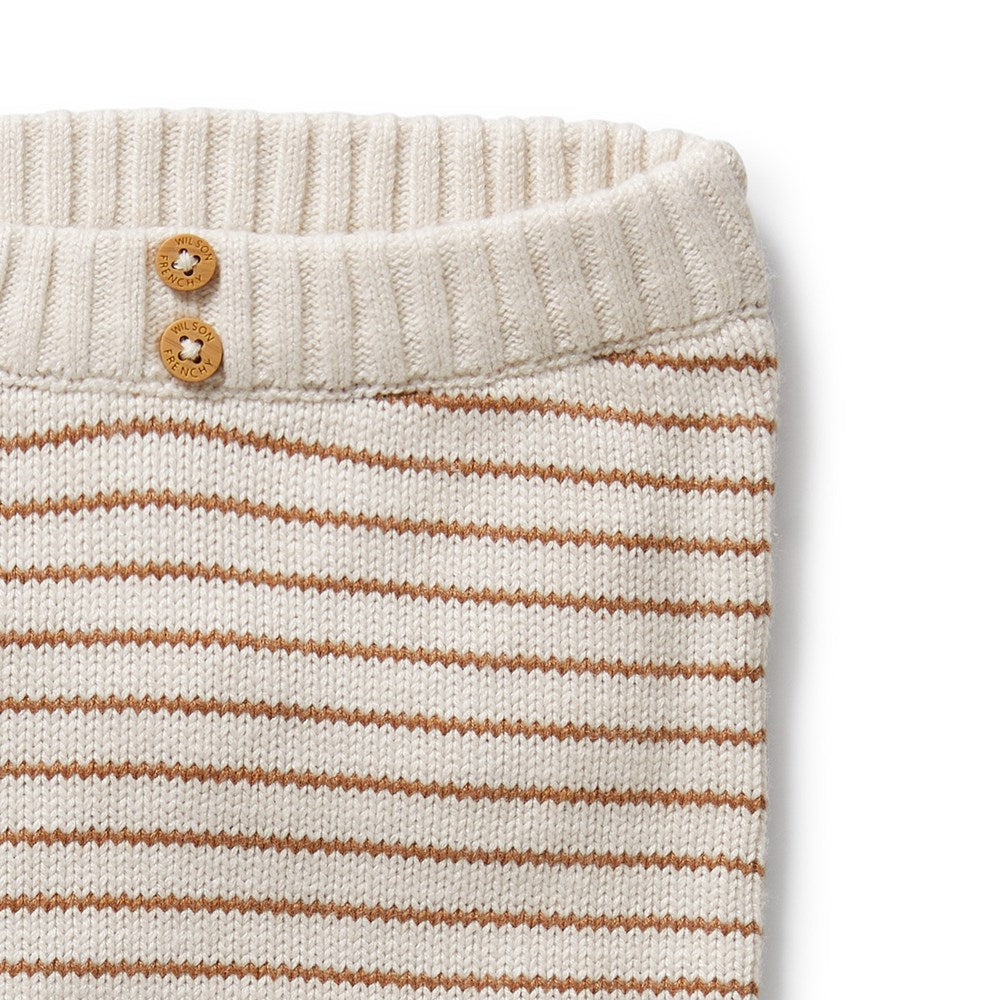 Organic Cinnamon Striped Knitted Leggings for Women - Soft & Comfortable Yoga Pants for Workout, Lounge & Everyday Wear