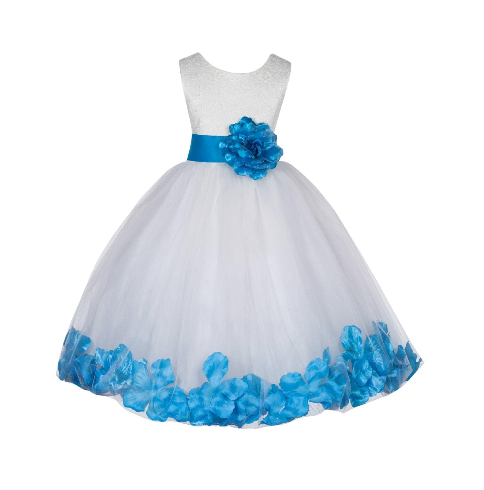 Elegant Ivory Lace Floral Petal Flower Girl Dress for Communion, Baptism & Pageant - Size 165T | Perfect for Weddings, First Holy Communion & Special Occasions