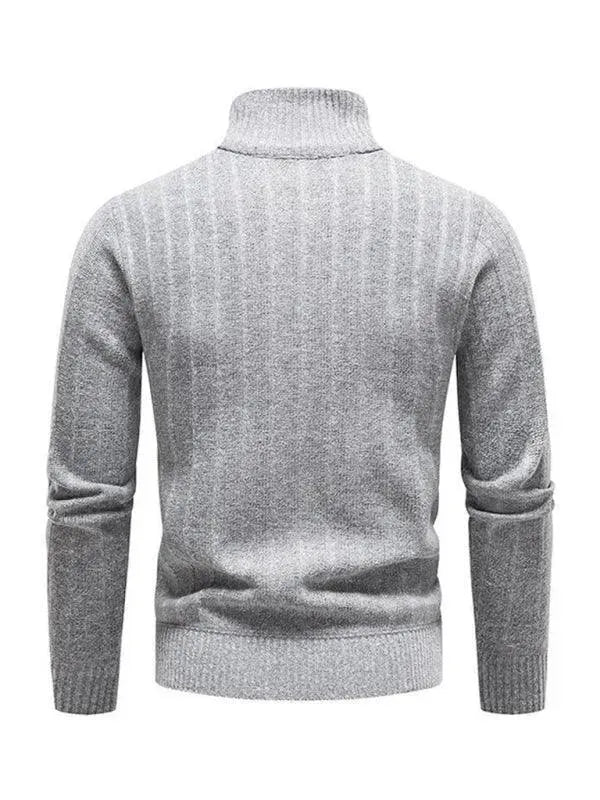 Men's Stand Collar Zipper Pullover Sweater - Warm Winter Knitwear for Casual Outfits & Outdoor Activities