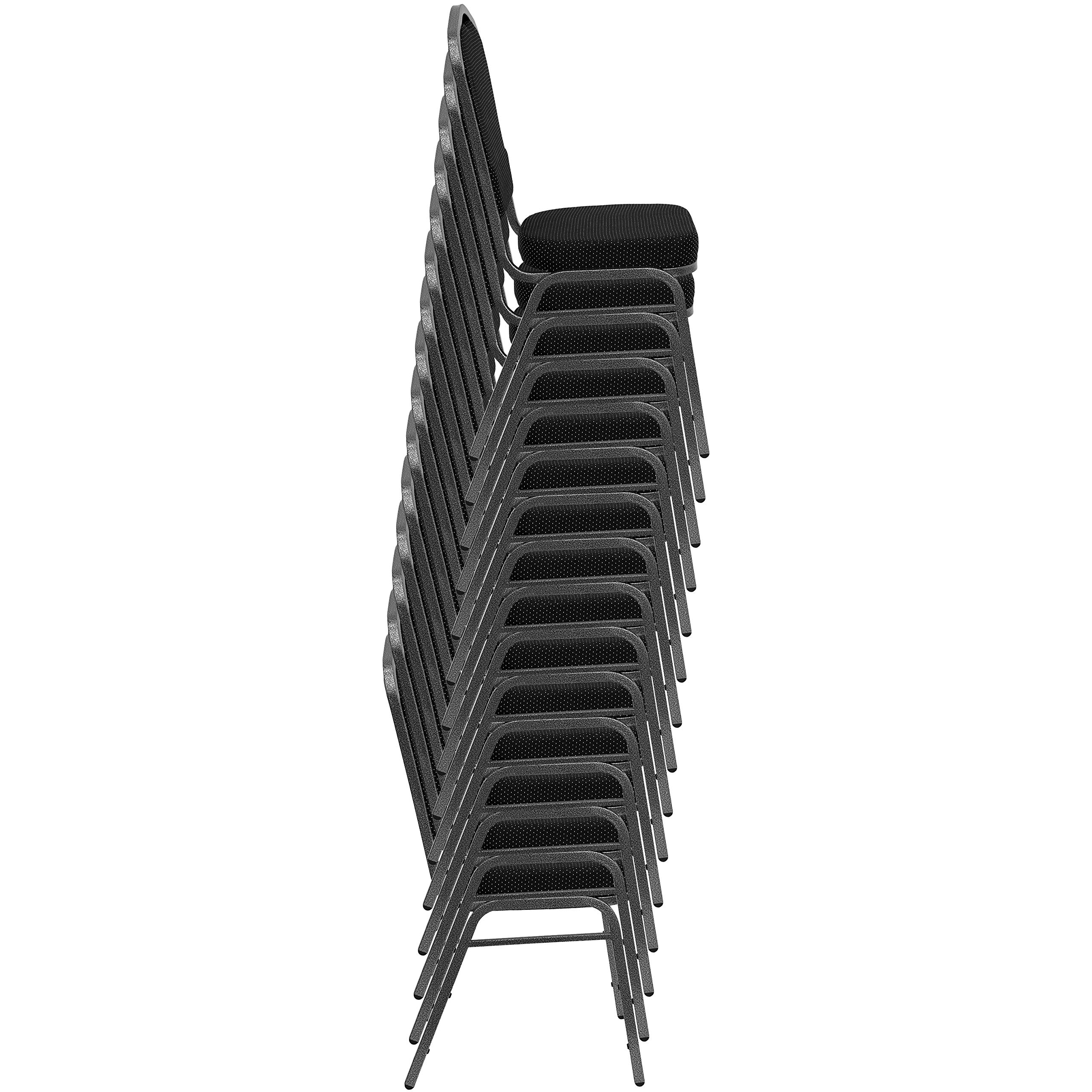 EMMA + OLIVER Crown Back Banquet Chair - Black Dot Fabric with Silver Vein Frame - Elegant Dining Chairs for Wedding, Restaurant, and Home Decor