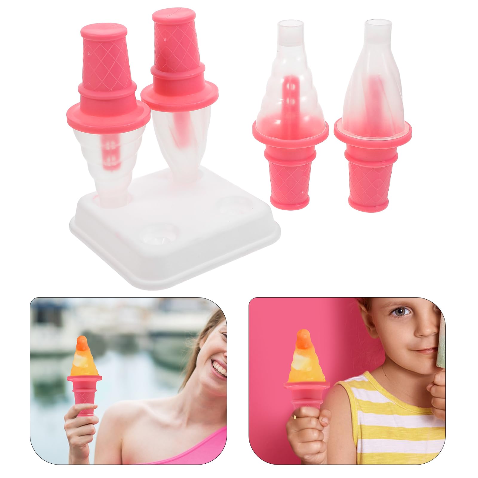 DOITOOL Reusable Silicone Popsicle Mold Set of 4 - Easy Release Ice Cream Makers for Homemade Frozen Treats, DIY Ice Pops, Summer Snacks & Kids Party Desserts