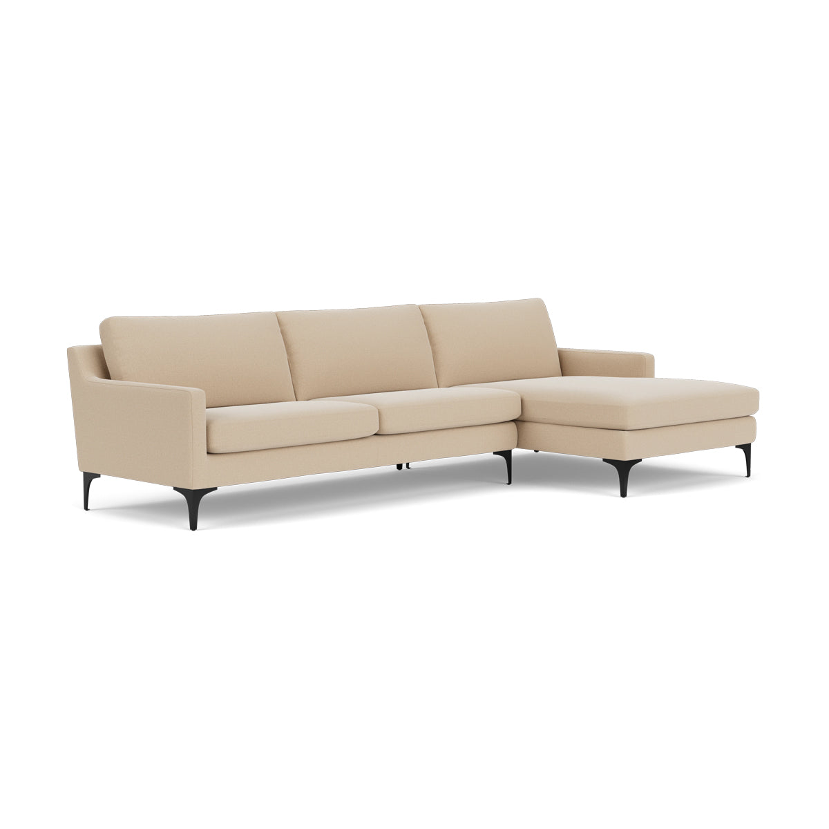 Astha Fabric Right Chaise Sofa - Modern Upholstered Sectional Couch for Living Room, Lounge & Small Spaces