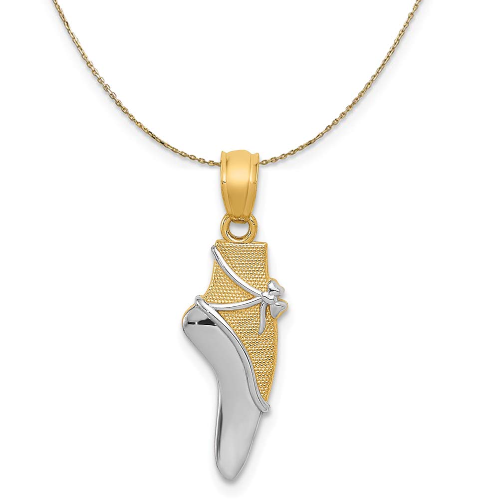 14K Yellow Gold Ballet Shoe Necklace - Elegant Dance Jewelry Gift
