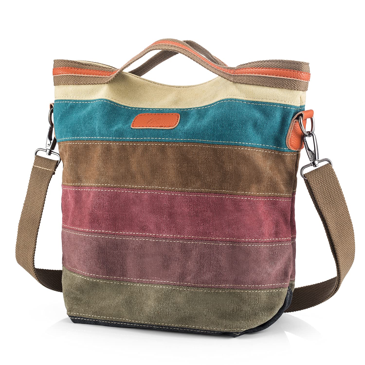 SNUG STAR Women's Canvas Crossbody Shoulder Bag - Multi-Color Striped Lattice Design, Lightweight Tote Purse for Daily Use, Travel & Shopping