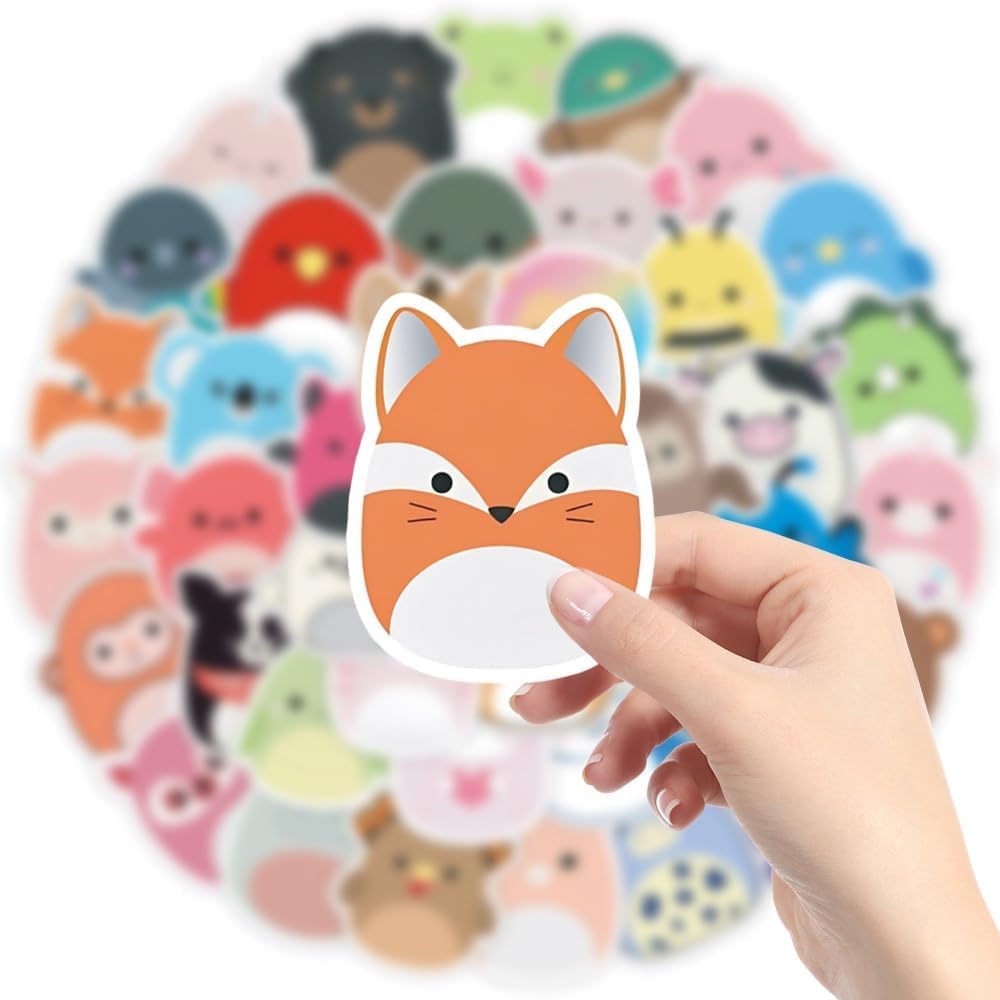 HNTR Animal Stickers - 50 Adorable & Cute Decals for Kids Room, Laptops, Water Bottles & DIY Crafts