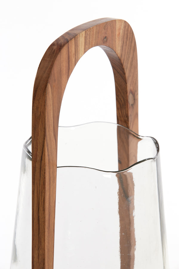 Anosy Small & Large Hurricane Candle Holder - Black, Natural Wood & Clear Glass Finish - Perfect for Home Decor, Wedding Centerpieces, and Romantic Ambiance