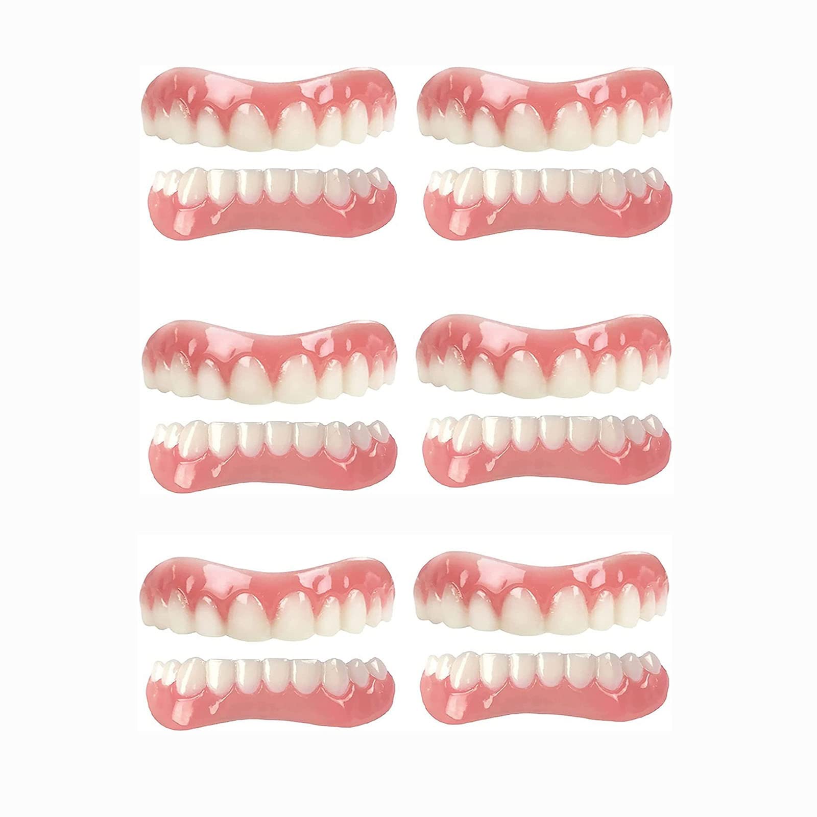 6 Sets Instant Veneers Dentures - Temporary Tooth Filling Kit for Missing Teeth, Snap-On Fake Teeth Cover & DIY Braces Kit - Perfect for Smile Makeover, Cosplay & Emergency Dental Solutions